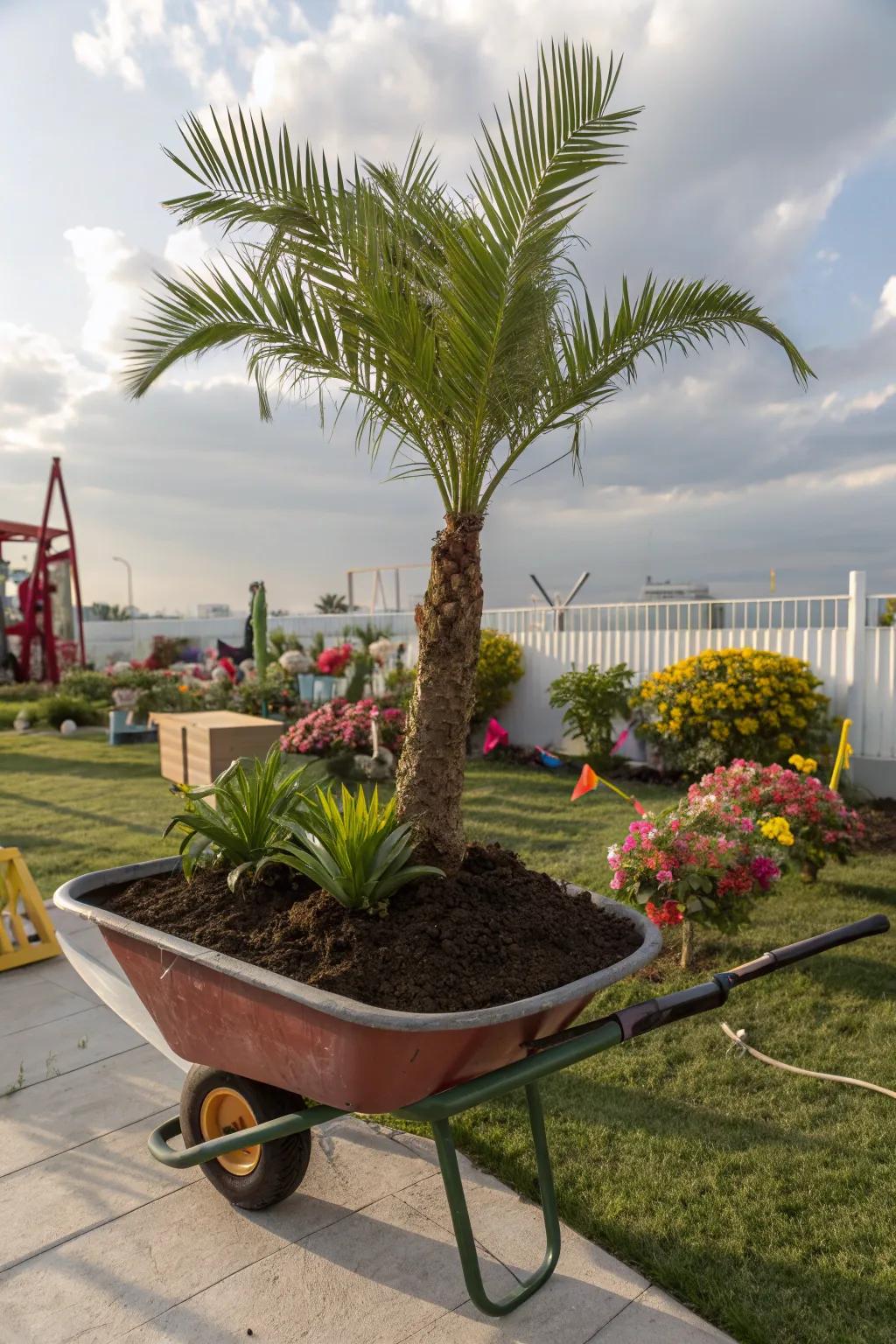 Wheelbarrow planters bring a whimsical, playful element to gardens.