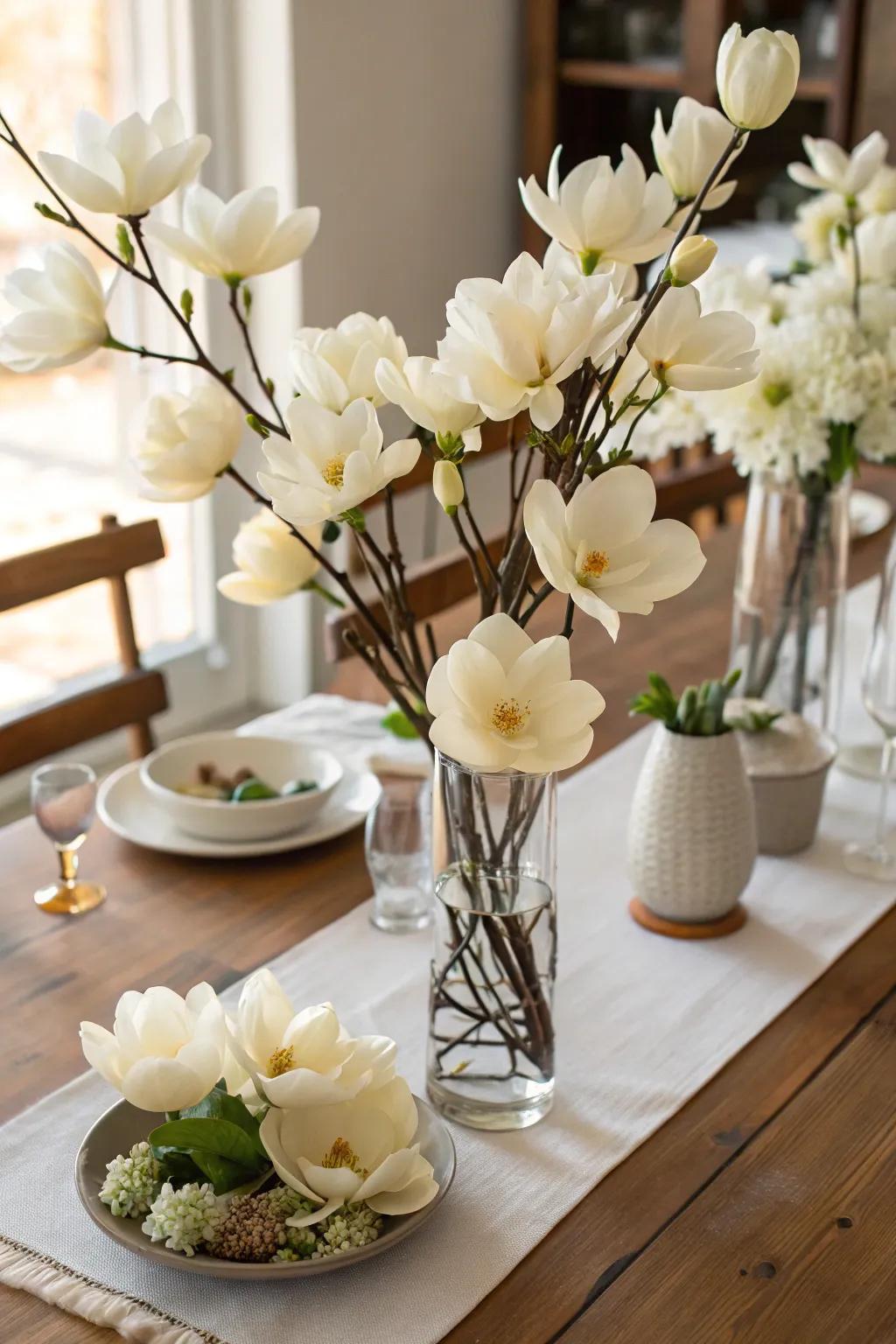 Layered heights add dynamic interest to magnolias.