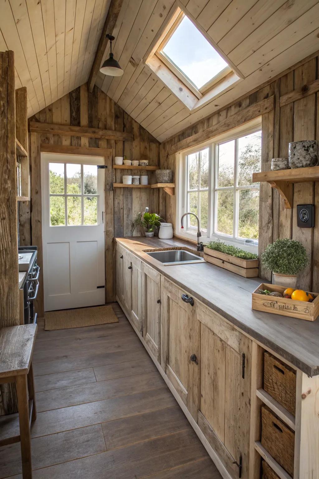 Eco-friendly materials enhance the kitchen's appeal.