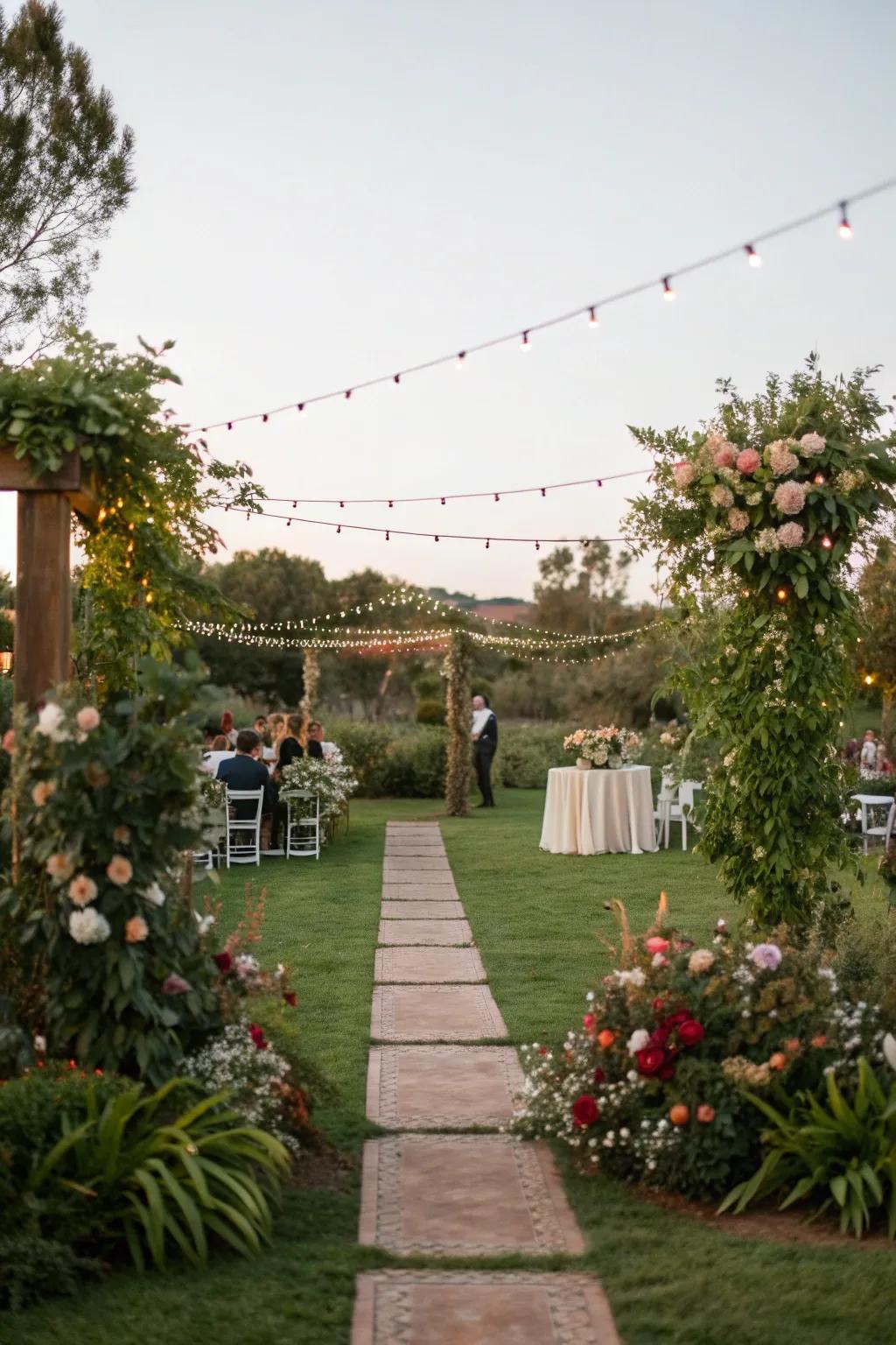 Natural greenery adds a fresh vibe.