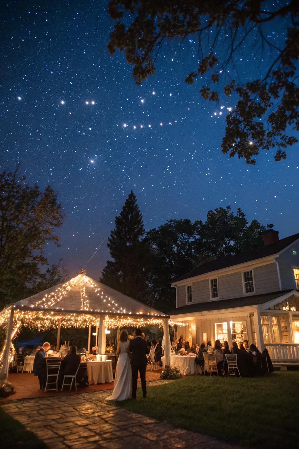 Starry night projections create a magical atmosphere.