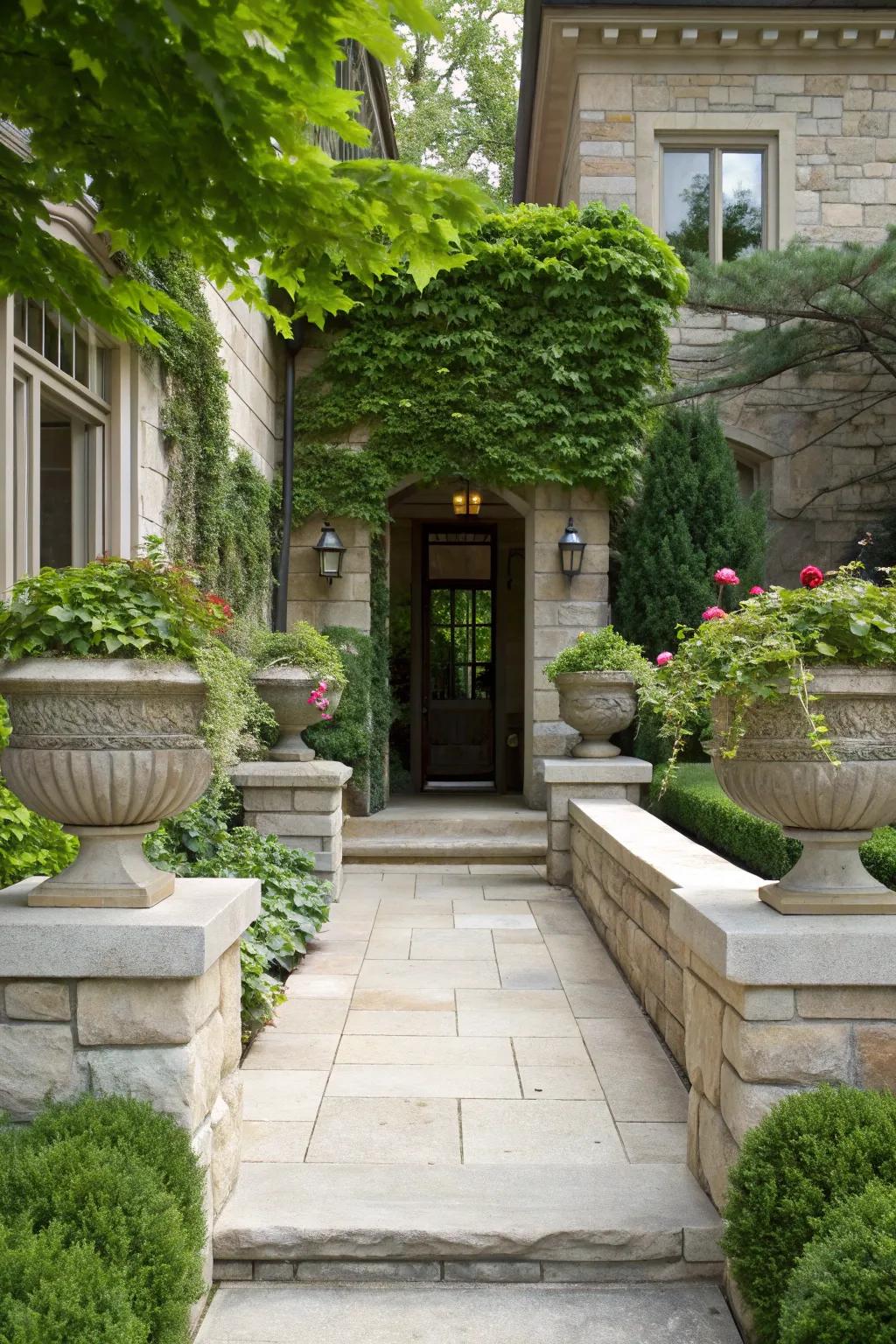 Integrate stone with landscaping for a cohesive look.