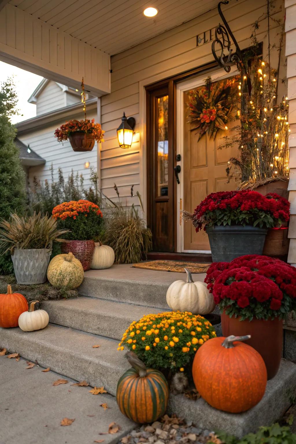 Refresh your entrance with seasonal stone decor.