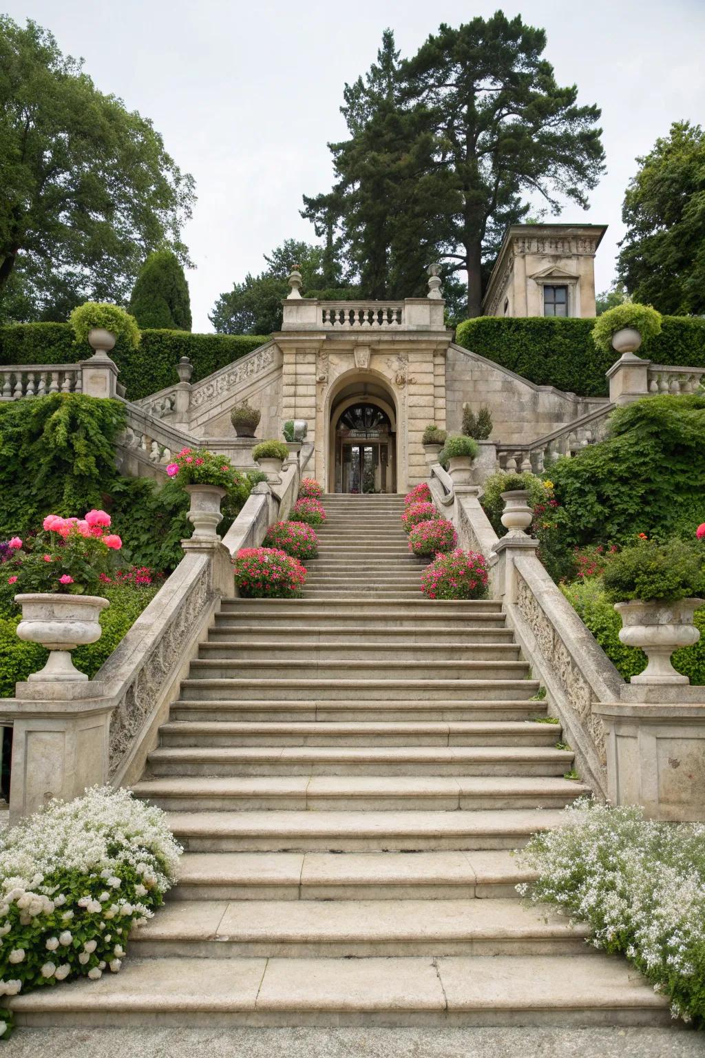 Make an impression with a grand stone staircase.