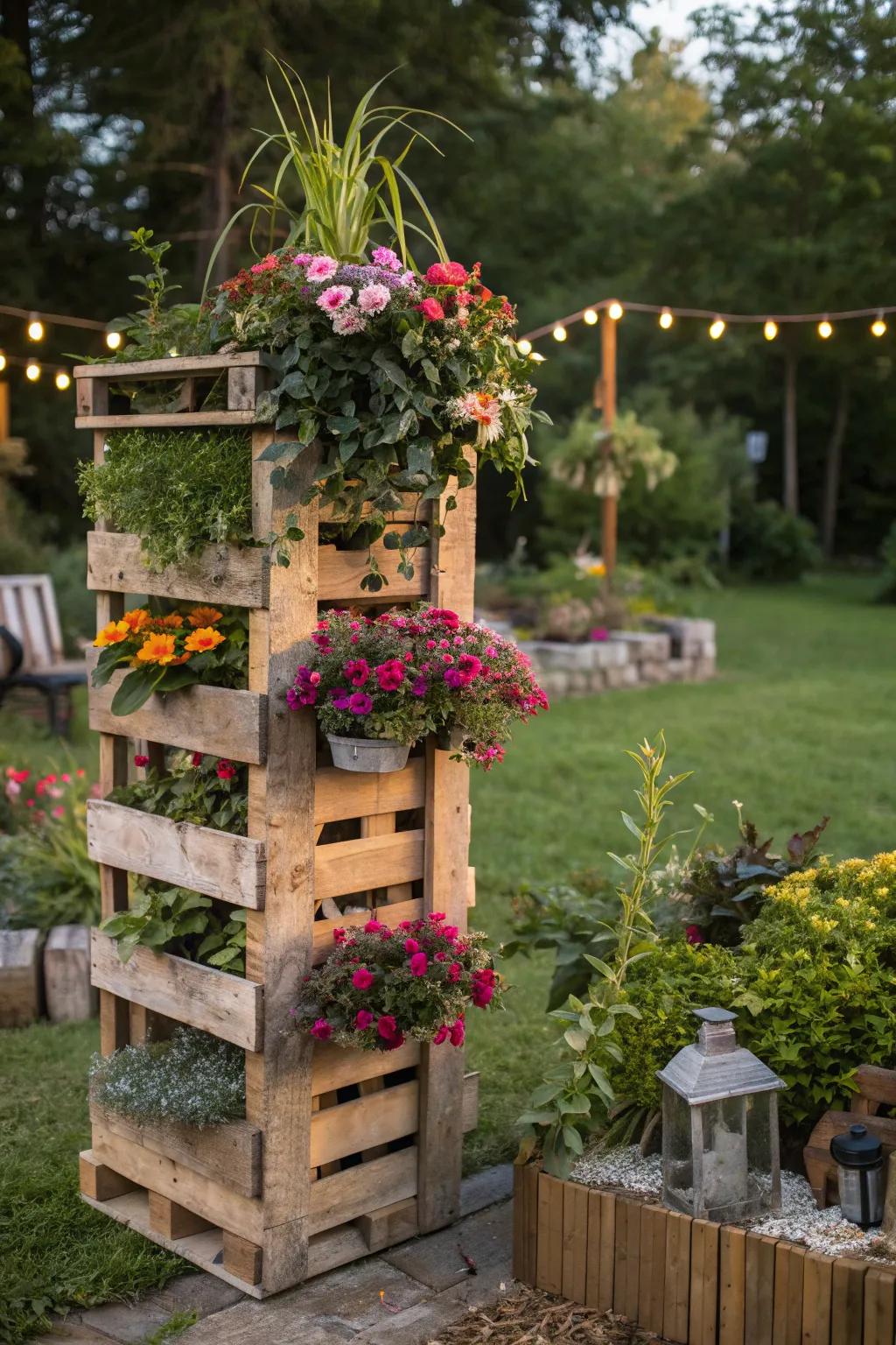 Fuse art and gardening with a pallet sculpture.