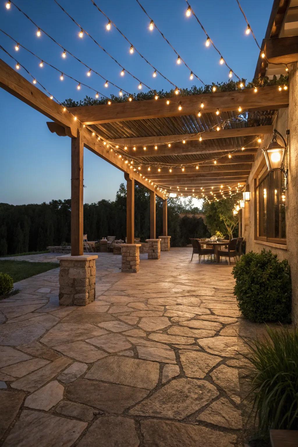 Enhance outdoor ambiance with string lighting.