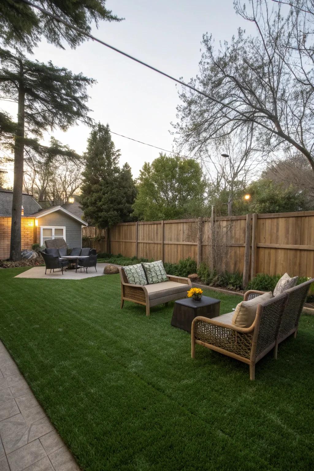 Enjoy lush greenery with low-maintenance artificial grass.