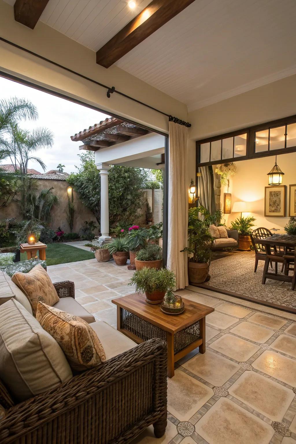 Achieve seamless indoor-outdoor transitions with matching tiles.