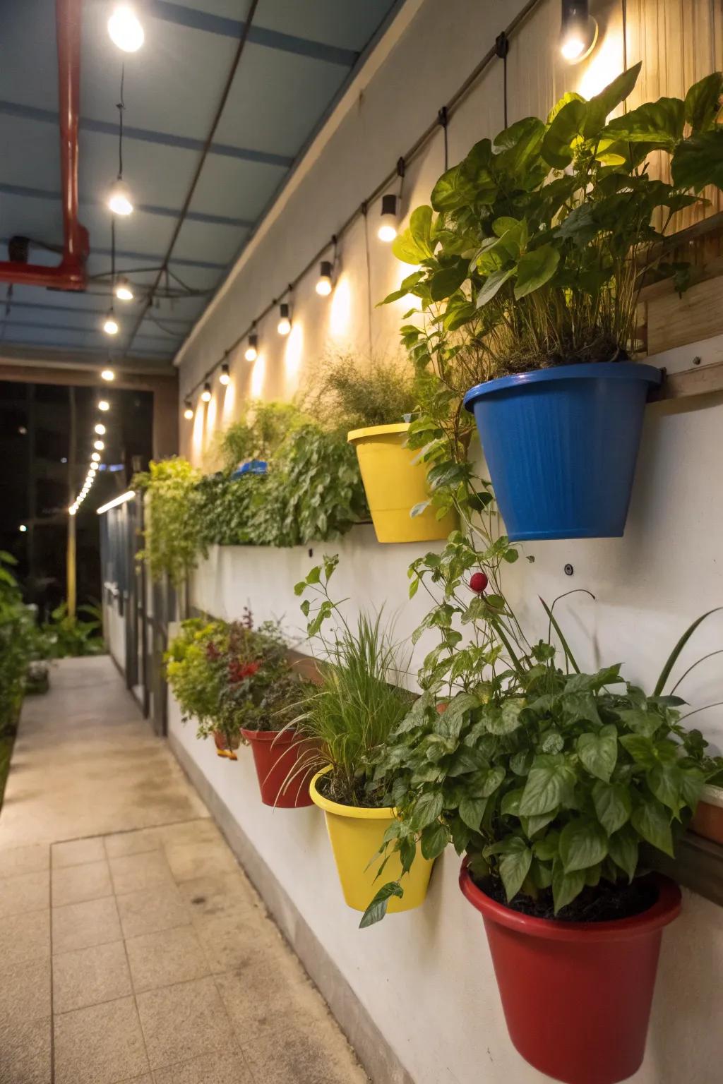 Maximize your space with a vibrant vertical garden in your basement.