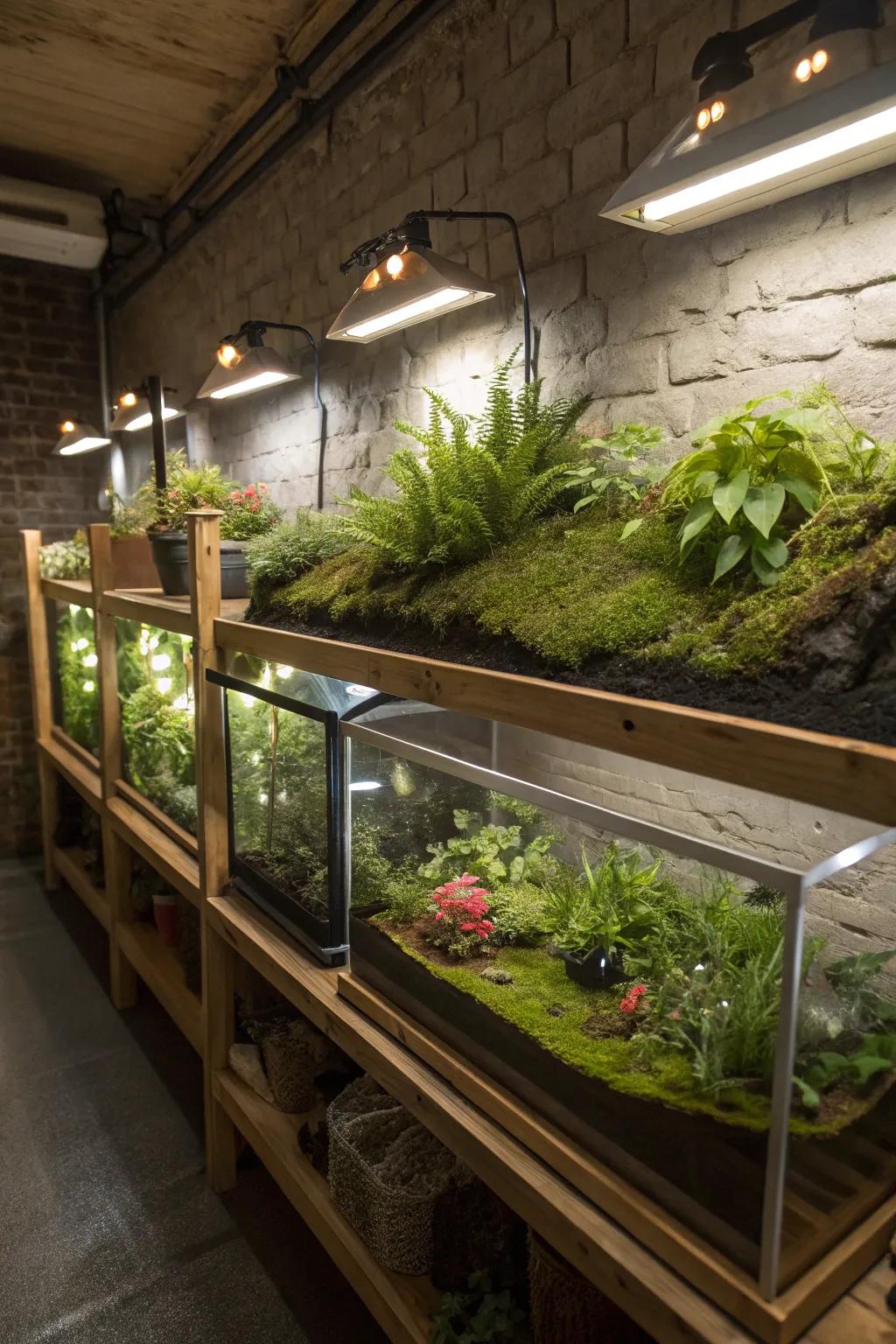 Create your own mini ecosystems with beautiful terrariums in your basement.