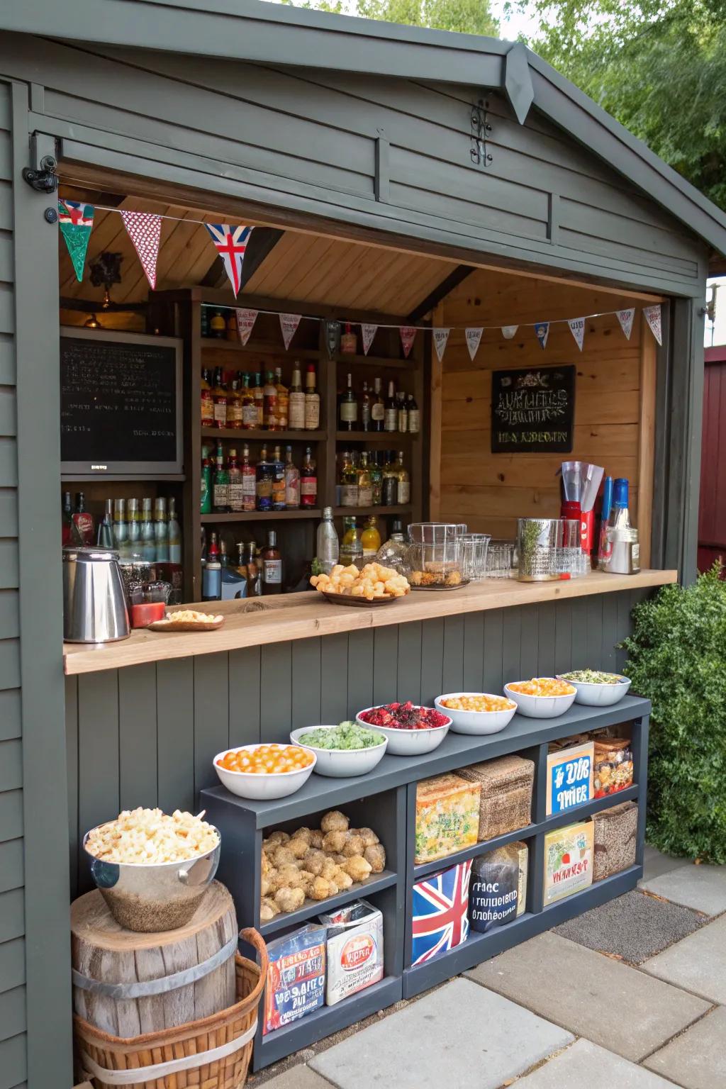 A snack station shed bar is a crowd-pleaser.