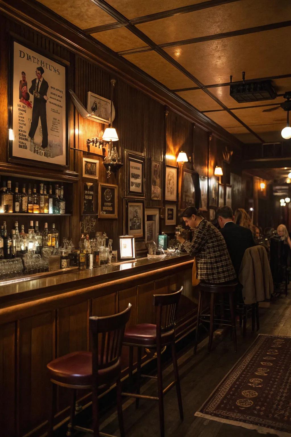 A vintage speakeasy shed bar adds a touch of nostalgia.