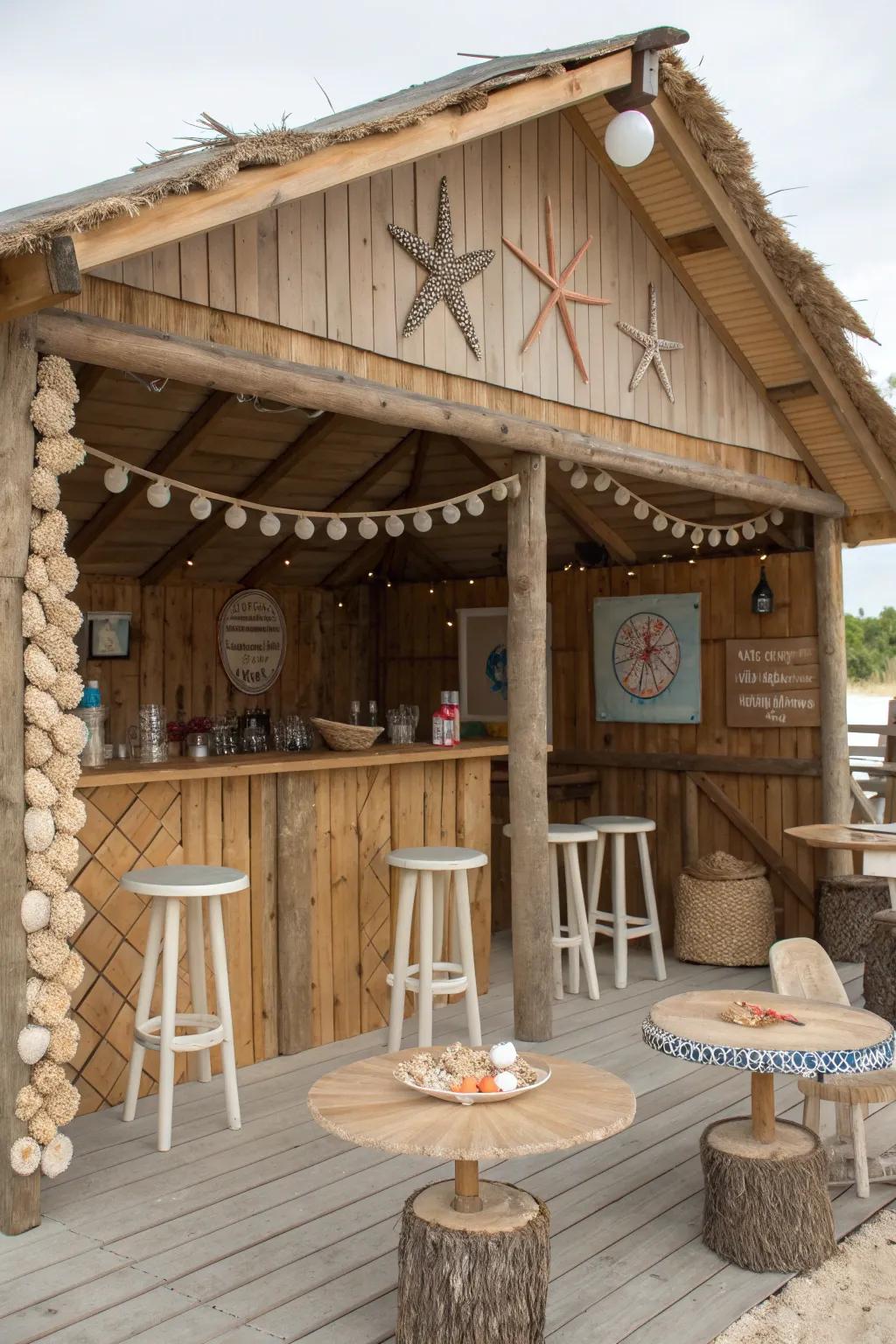 Beach vibes bring the ocean to your shed bar.