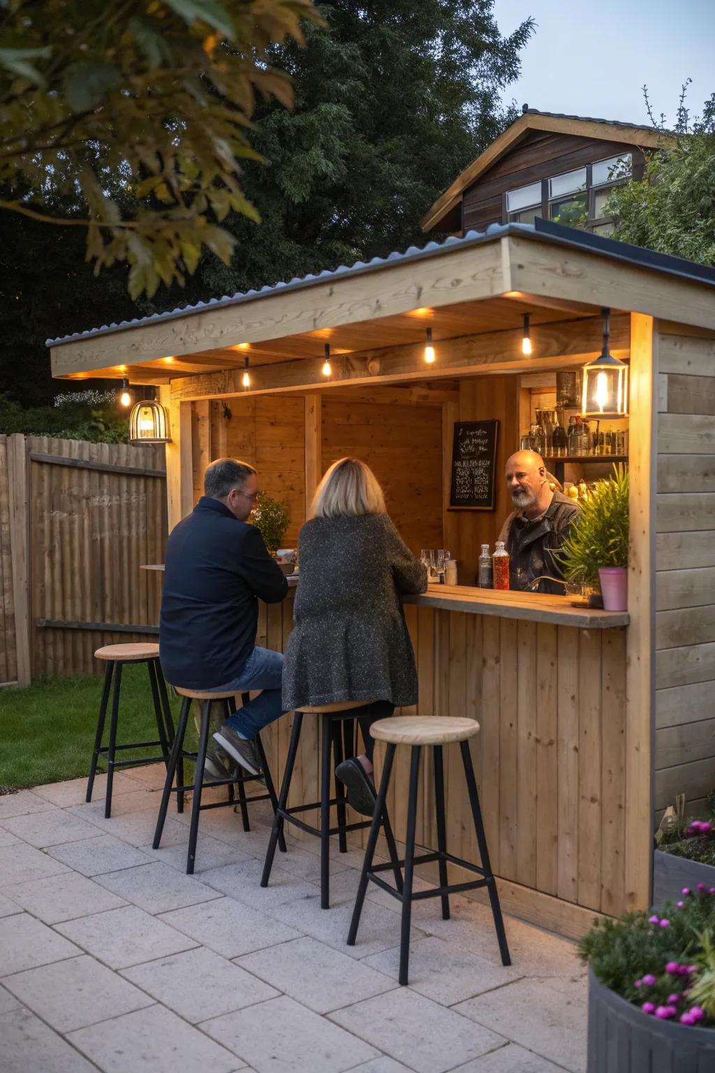 An L-shaped design maximizes your shed bar space.