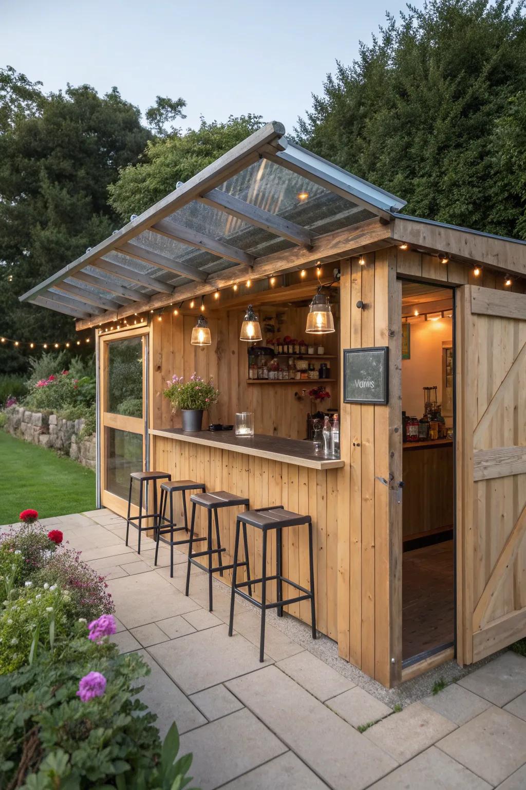 An eco-friendly shed bar supports sustainable practices.