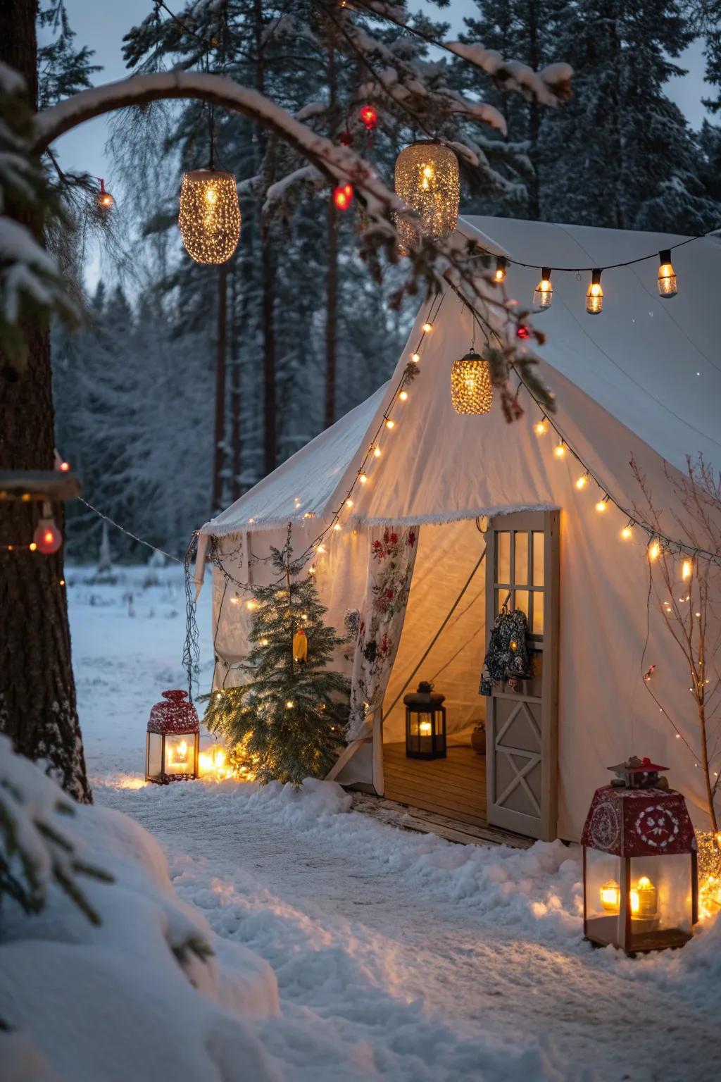 Lanterns provide a soft, enchanting light that's perfect for holiday gatherings.