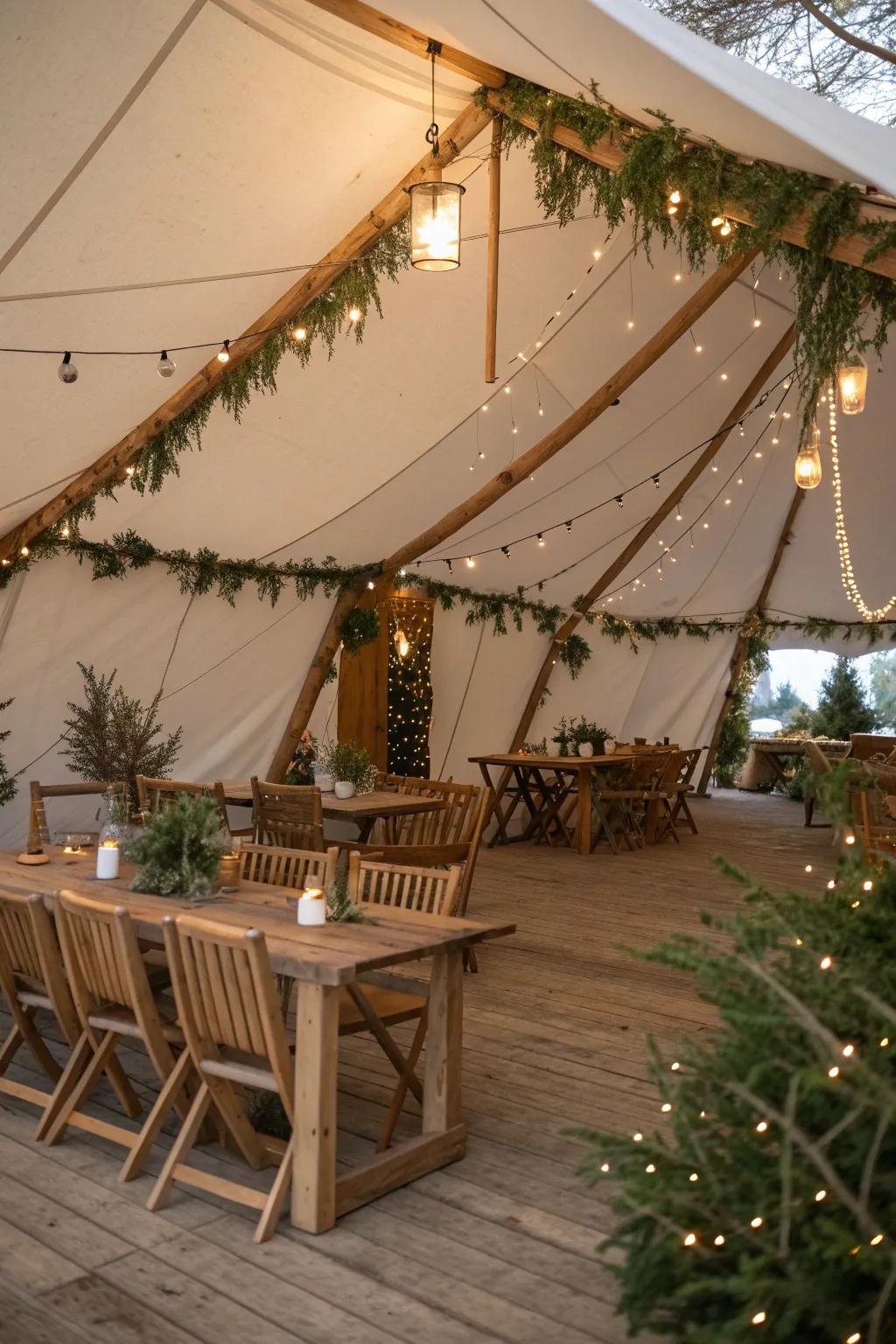 Rustic elements add a cozy, earthy charm to your Christmas decor.