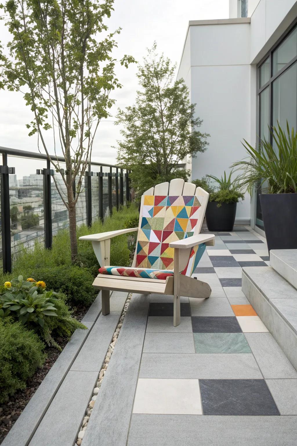 Geometric patterns bring a modern edge to traditional chairs.