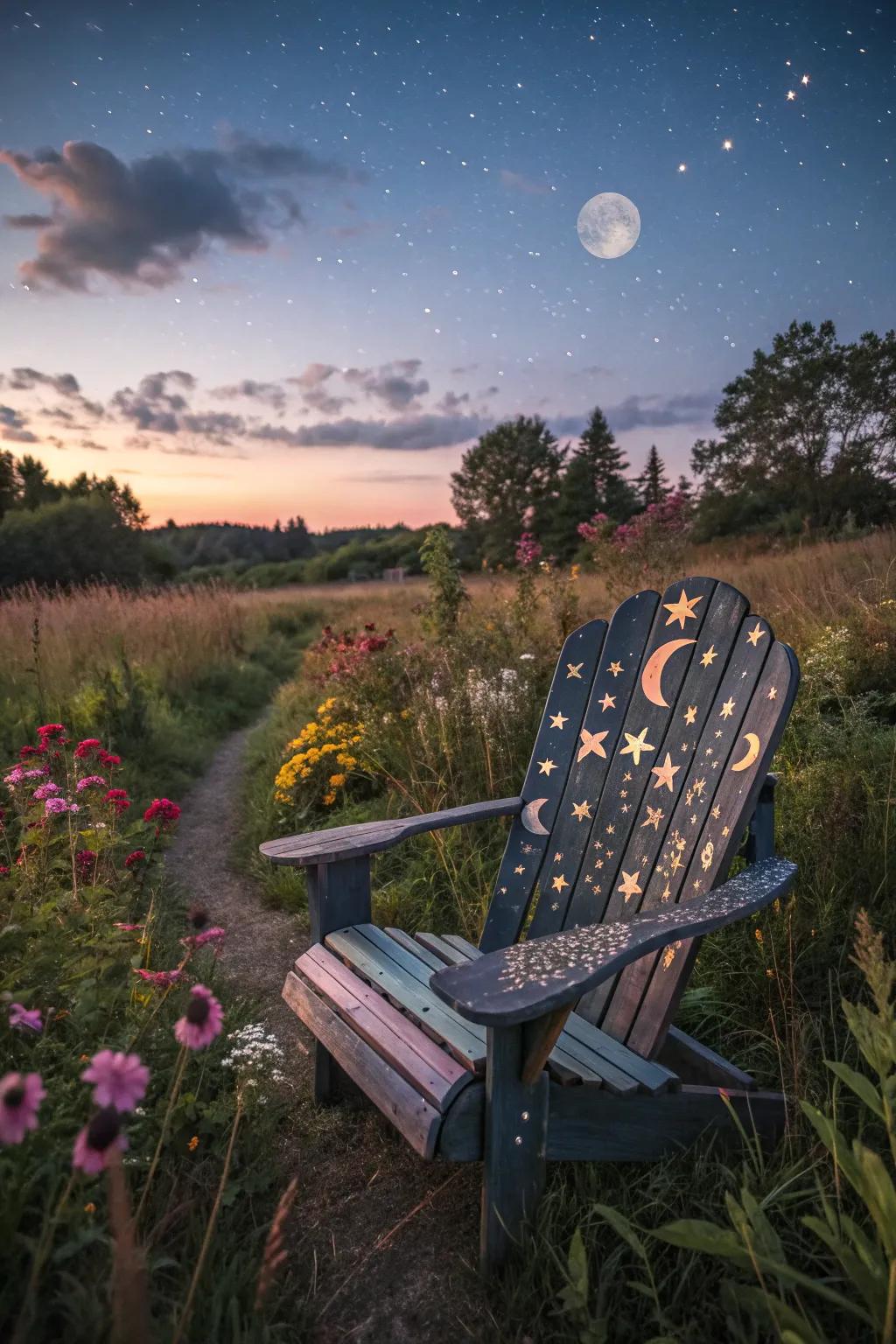 Celestial designs bring a touch of magic to your outdoor seating.