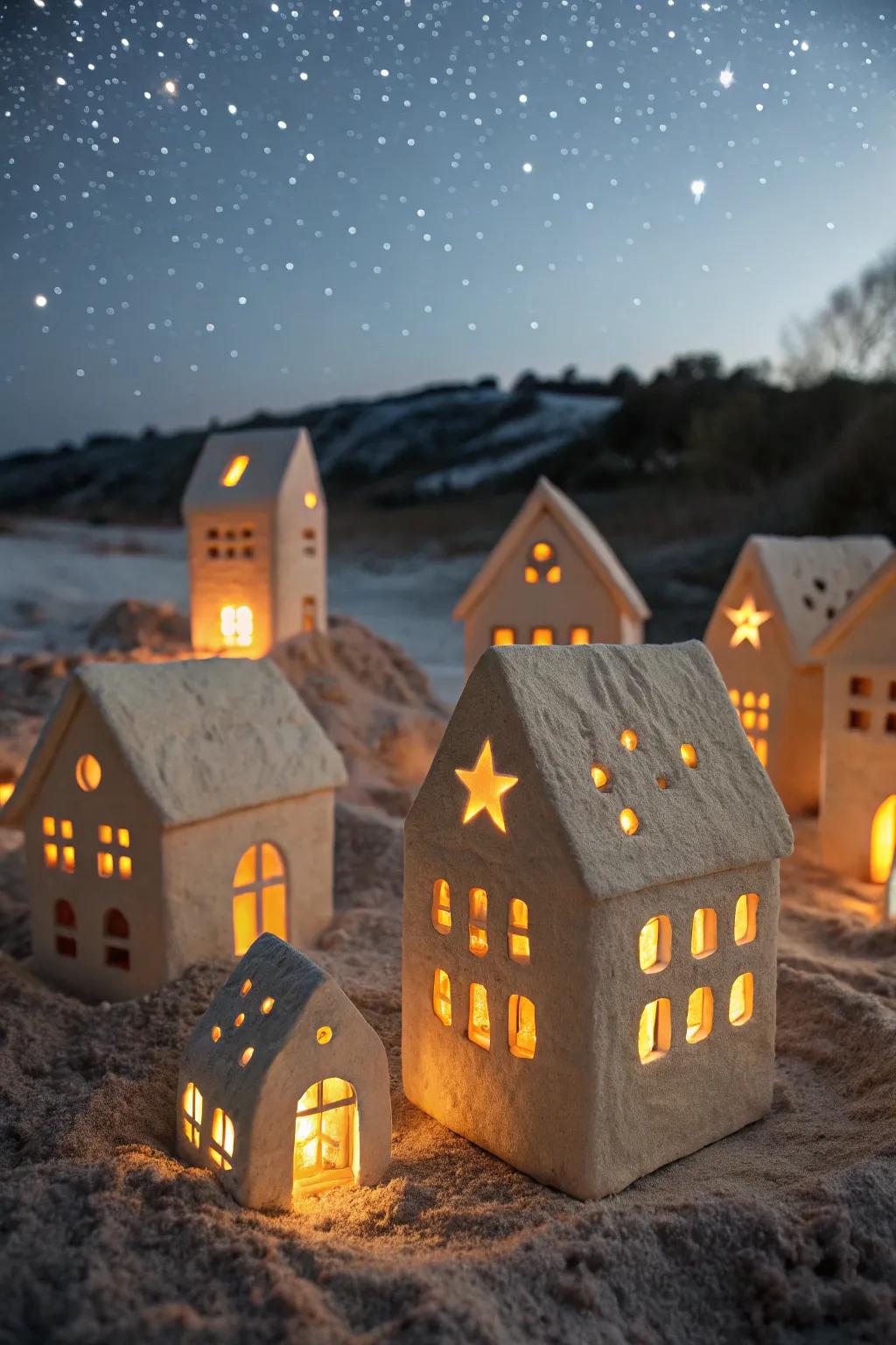 A charming village of clay luminary houses.