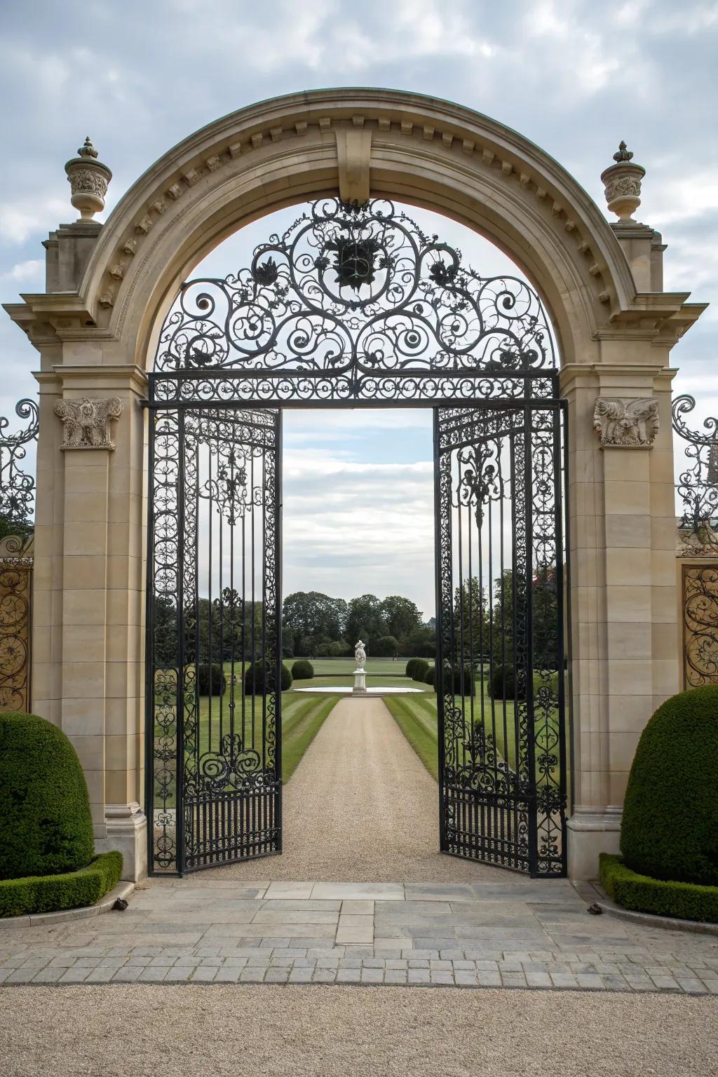 An arched top gate adds grandeur and elegance to your entrance.