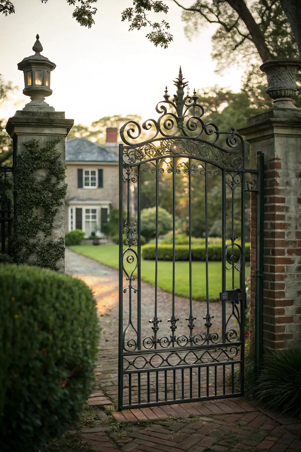 A vintage-inspired iron gate brings history and elegance to your home.