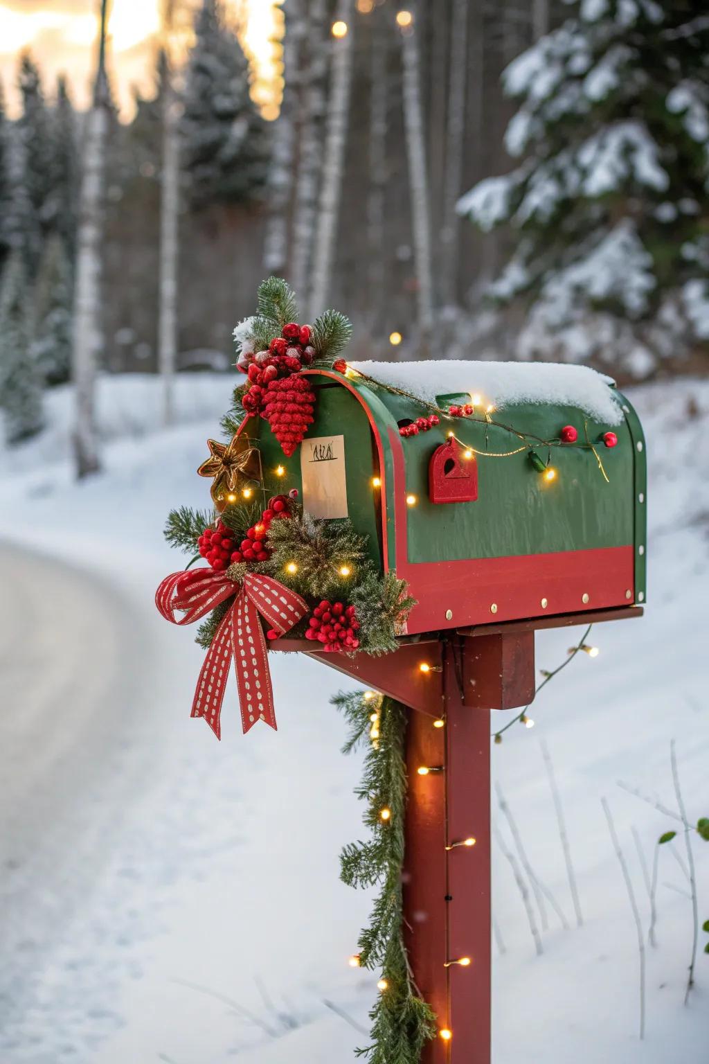 A mailbox that jingles with bells, adding a cheerful holiday melody to the air.
