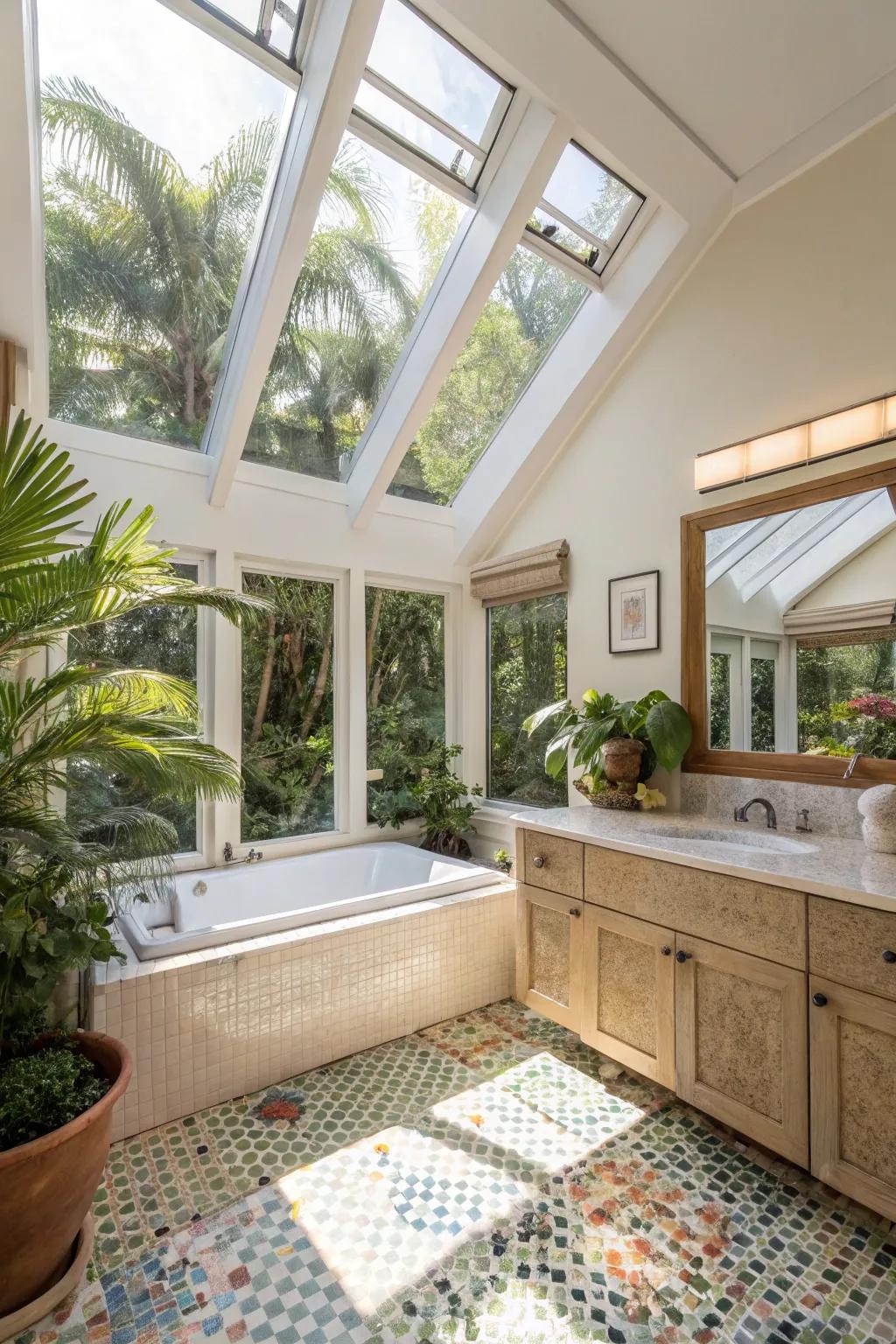 Flood your cabana bathroom with natural light for a refreshing atmosphere.