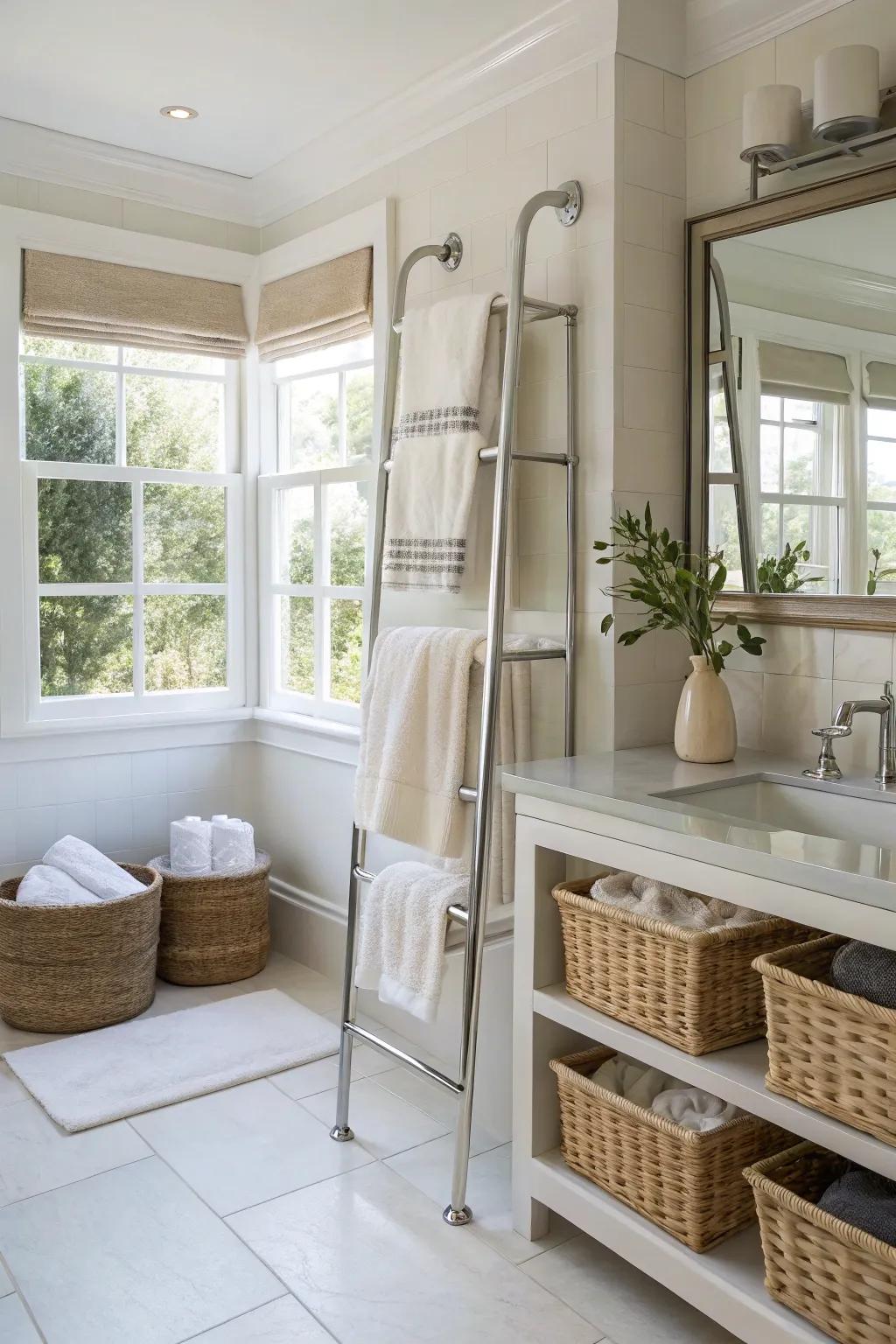 Combine convenience and style with smart storage in your cabana bathroom.