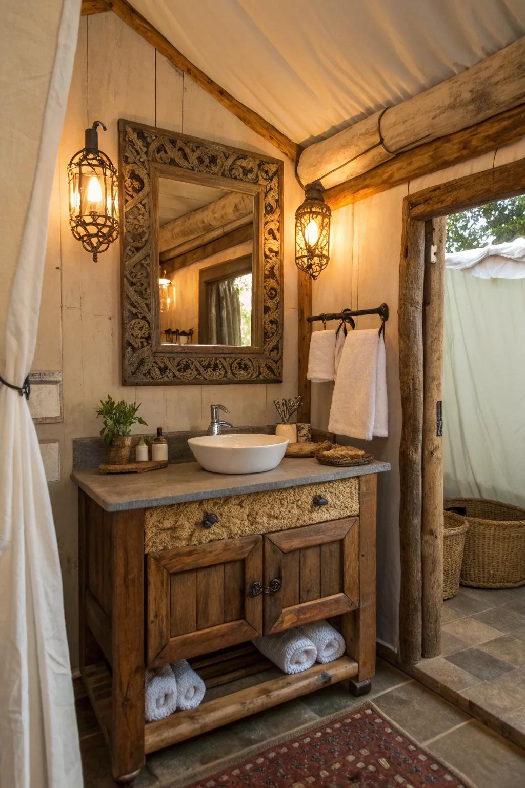 Vintage touches add charm and character to your cabana bathroom.
