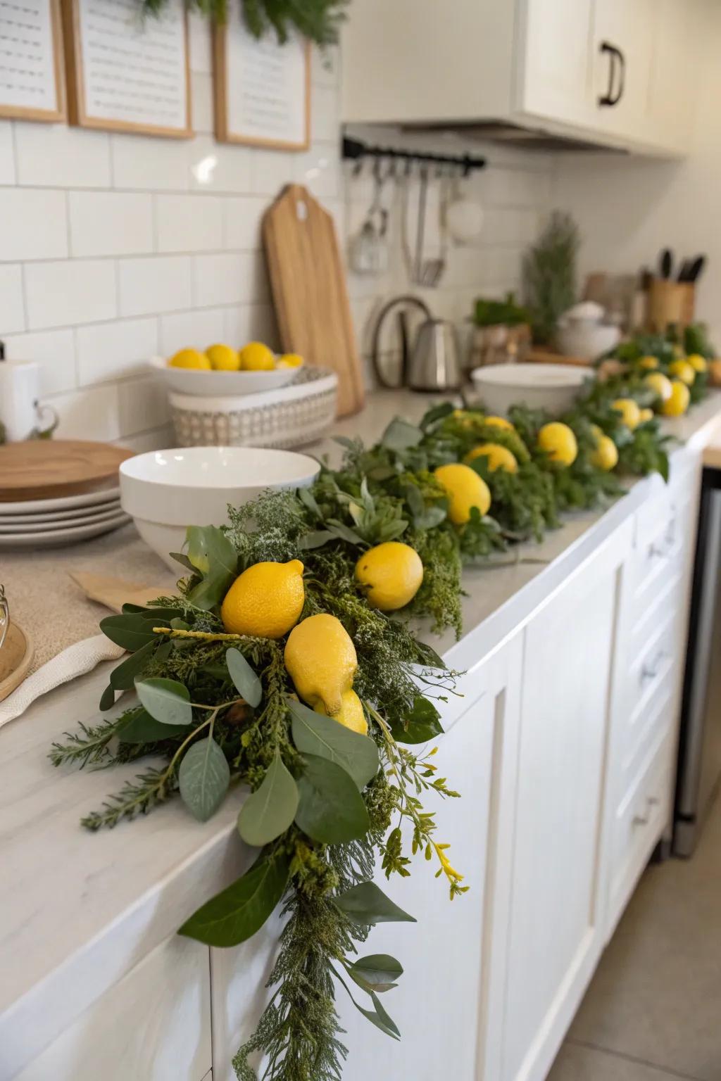 Citrus fruits add vibrant color and scent to a spring garland.