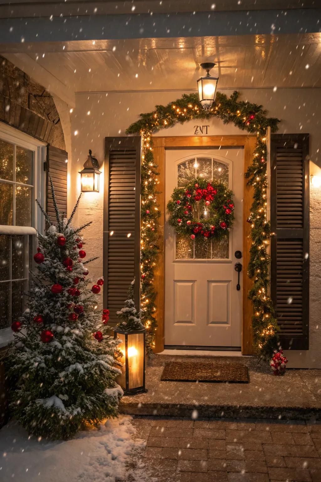 Welcome guests with elegant shutter decor.