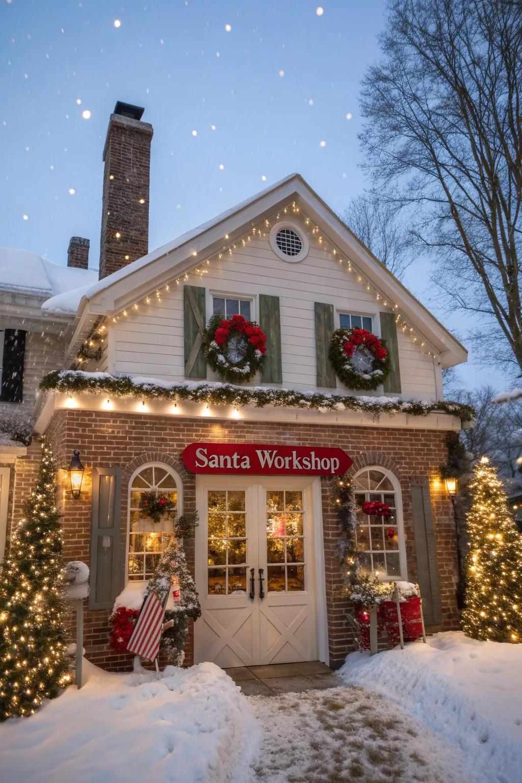 Create magic with a Santa's workshop facade.