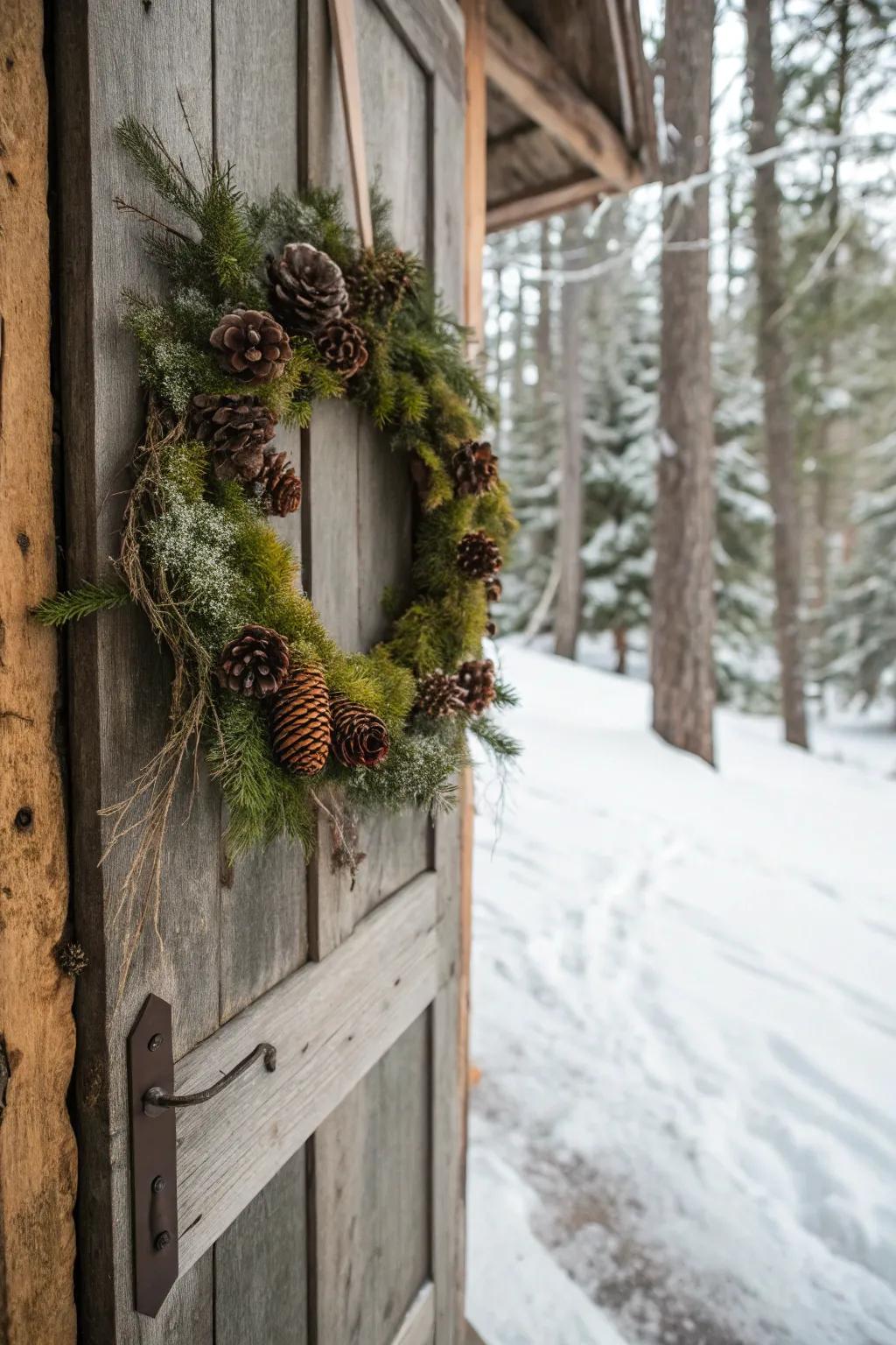 Nature-inspired woodland wreath.