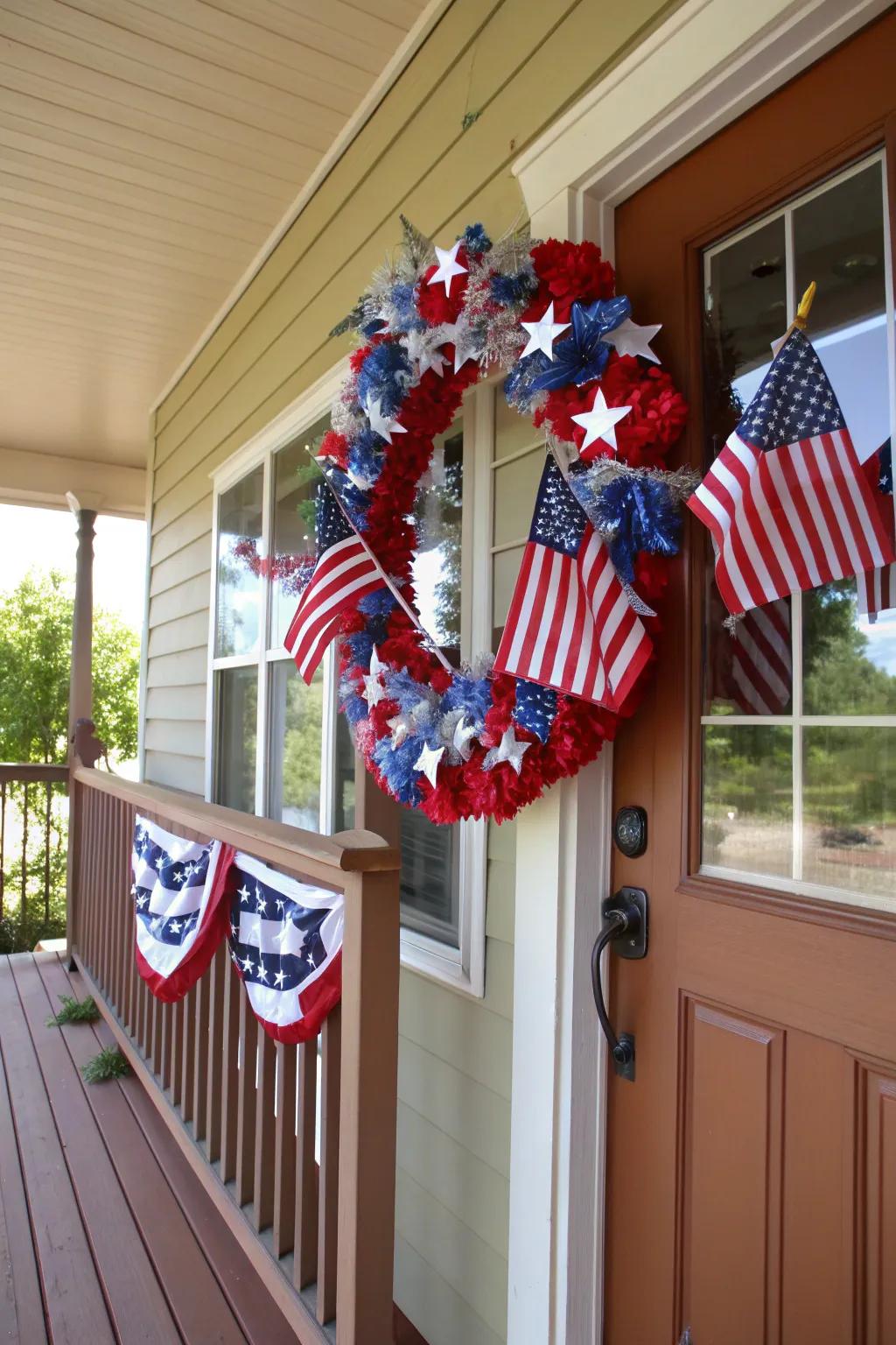 Festive patriotic wreath for national holidays.