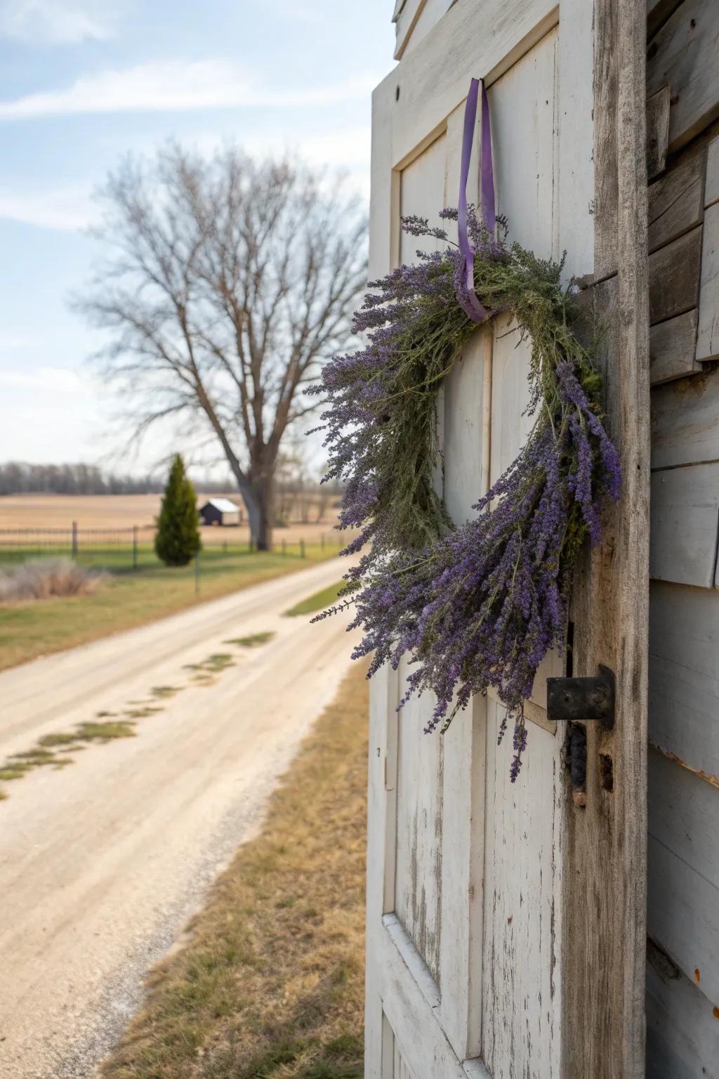 Fragrant dried lavender wreath.