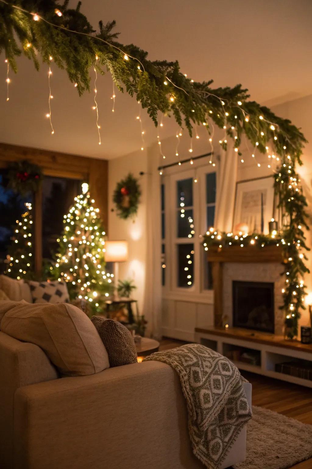 Fairy-lit garland adding a magical glow.