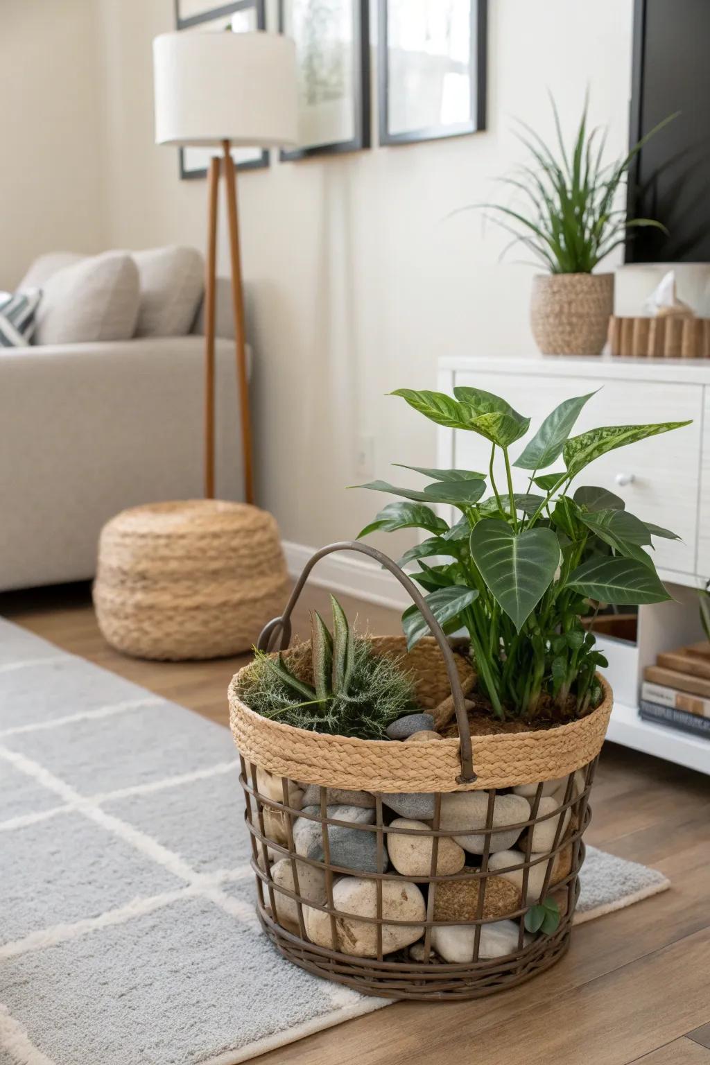 A miniature indoor jungle packed with lush indoor plants.