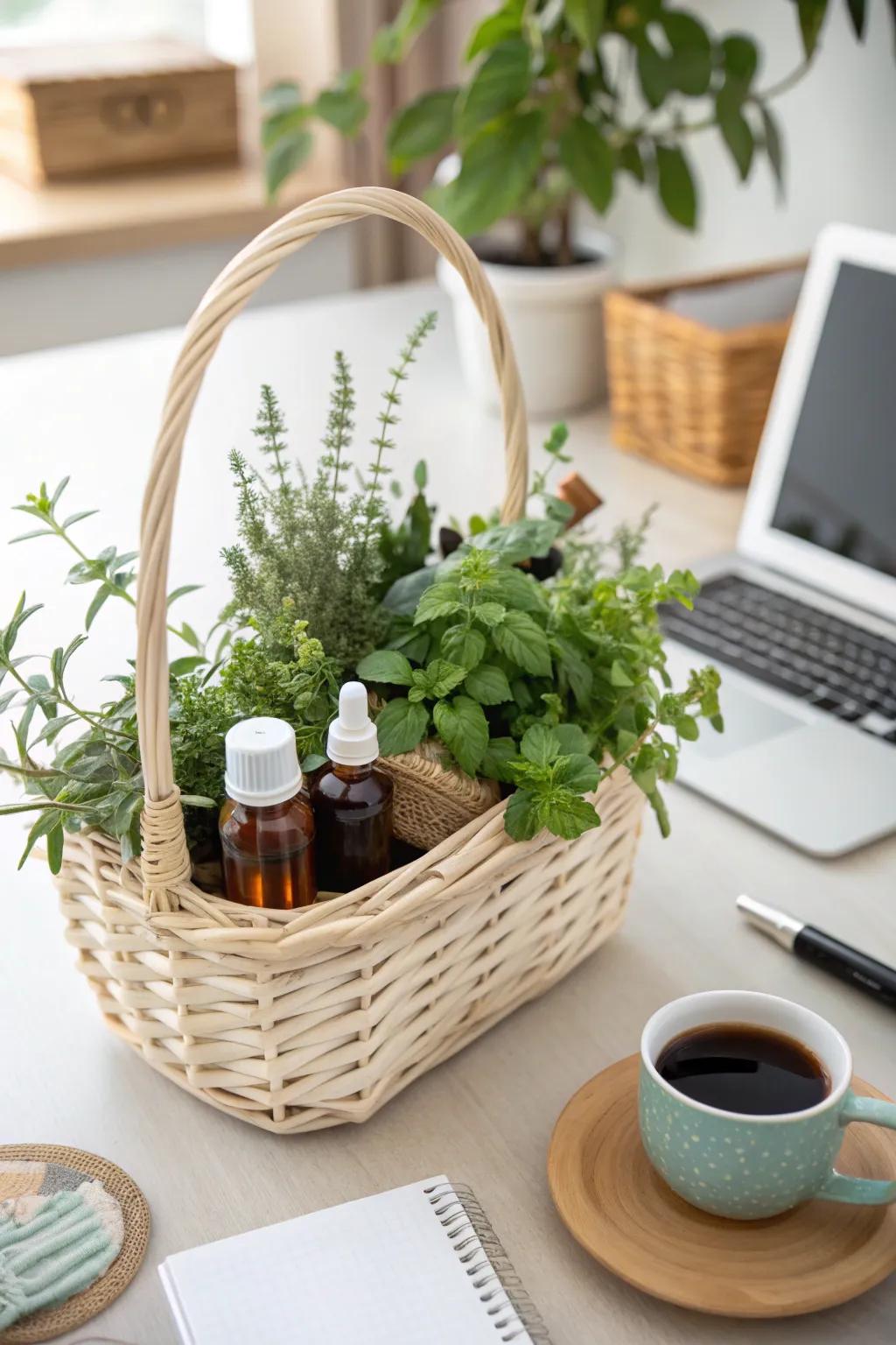 An artisan aromatherapy gift basket for a calming experience.