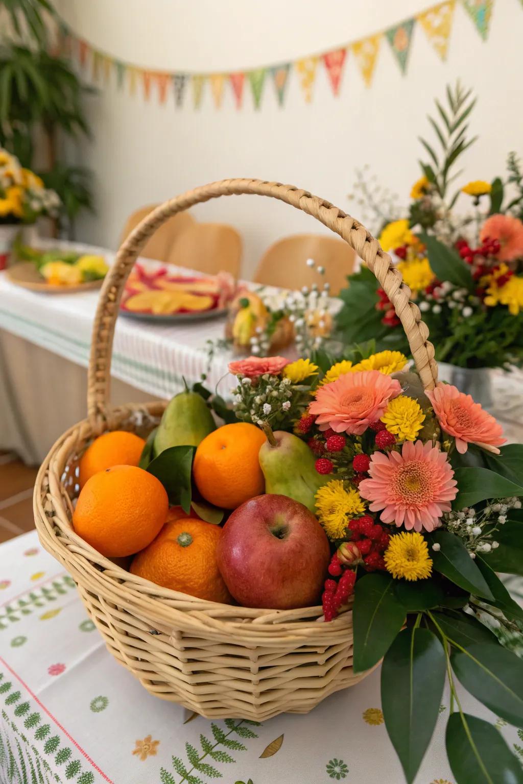 A bountiful harvest basket celebrating the season's abundance.