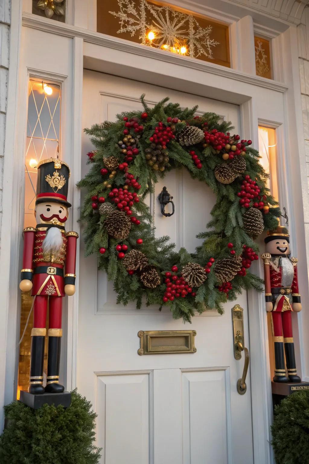 A cheerful red and green wreath with classic charm.