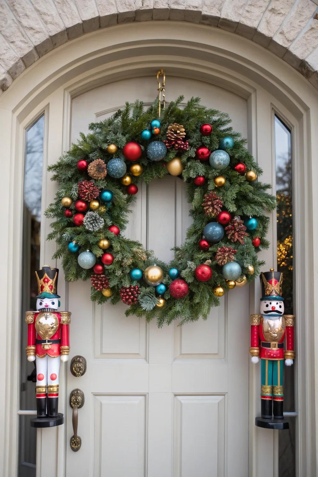 A joyful teardrop wreath with elegant flair.