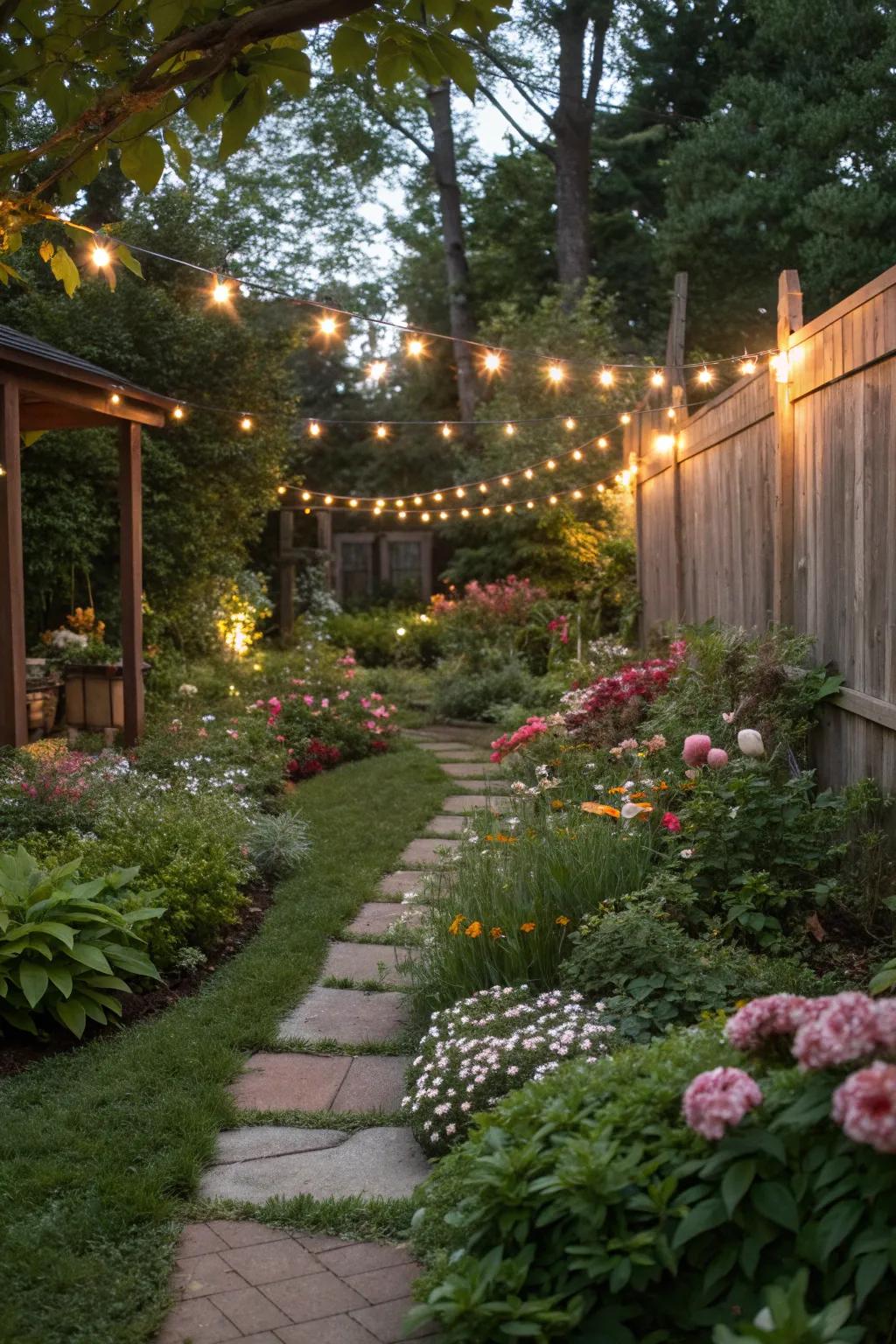 String lights can beautifully highlight your backyard's best features.