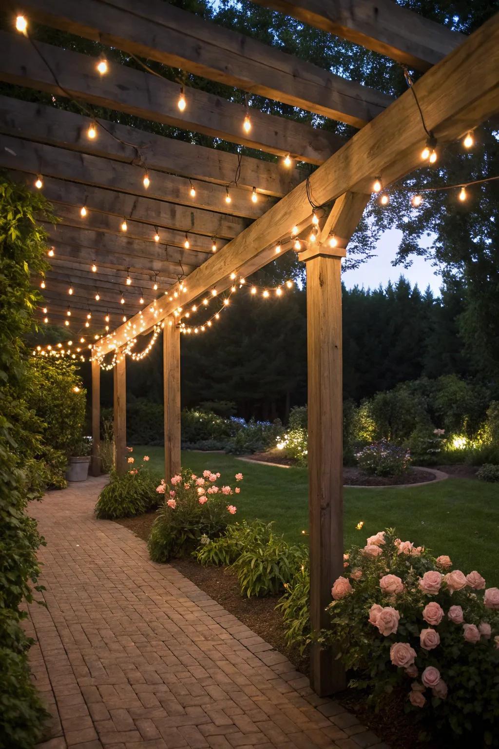 String lights add a romantic touch to any pergola.