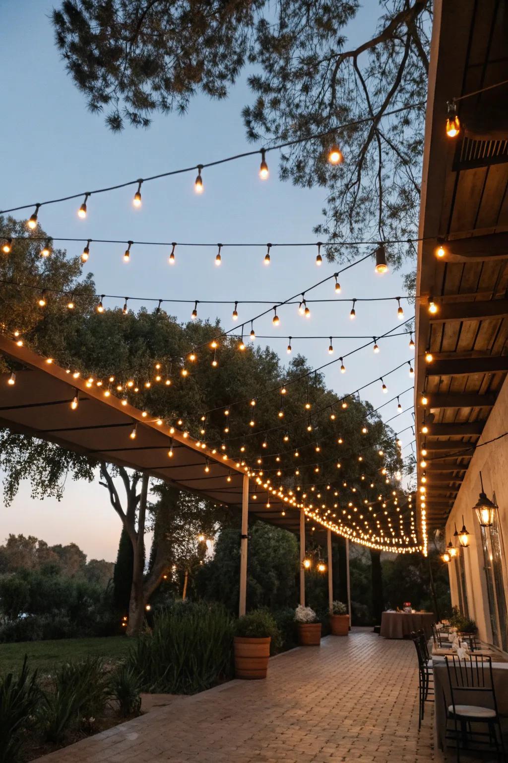 A ceiling of lights creates a stunning visual impact.