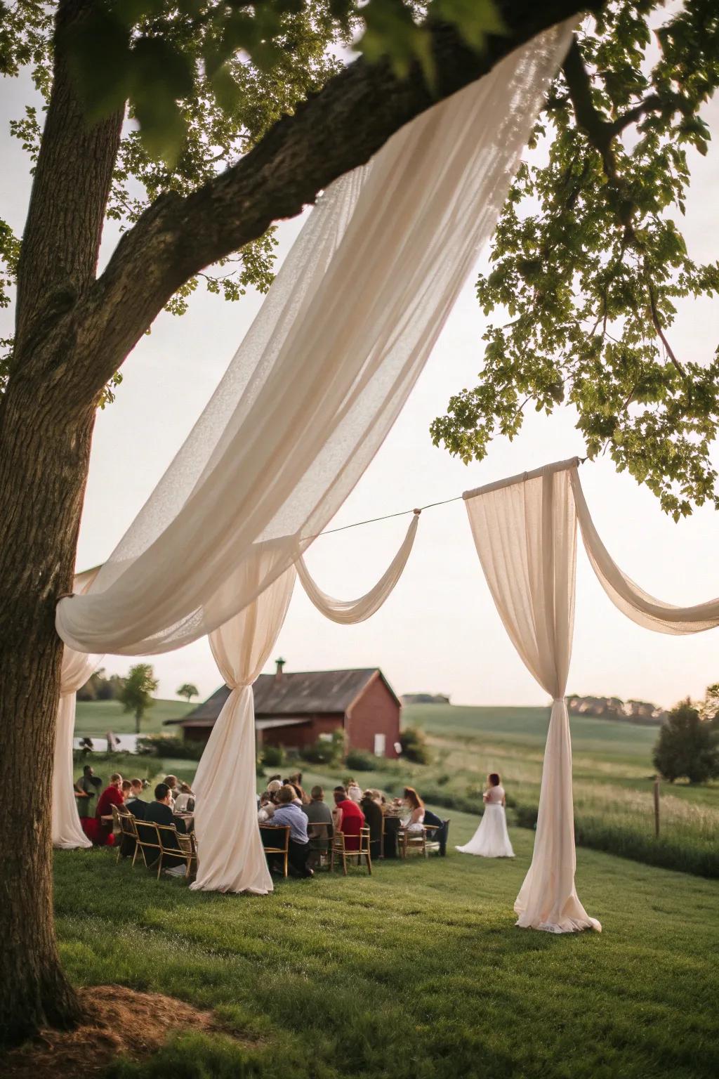 Soft drapes create a romantic backdrop for wedding ceremonies.