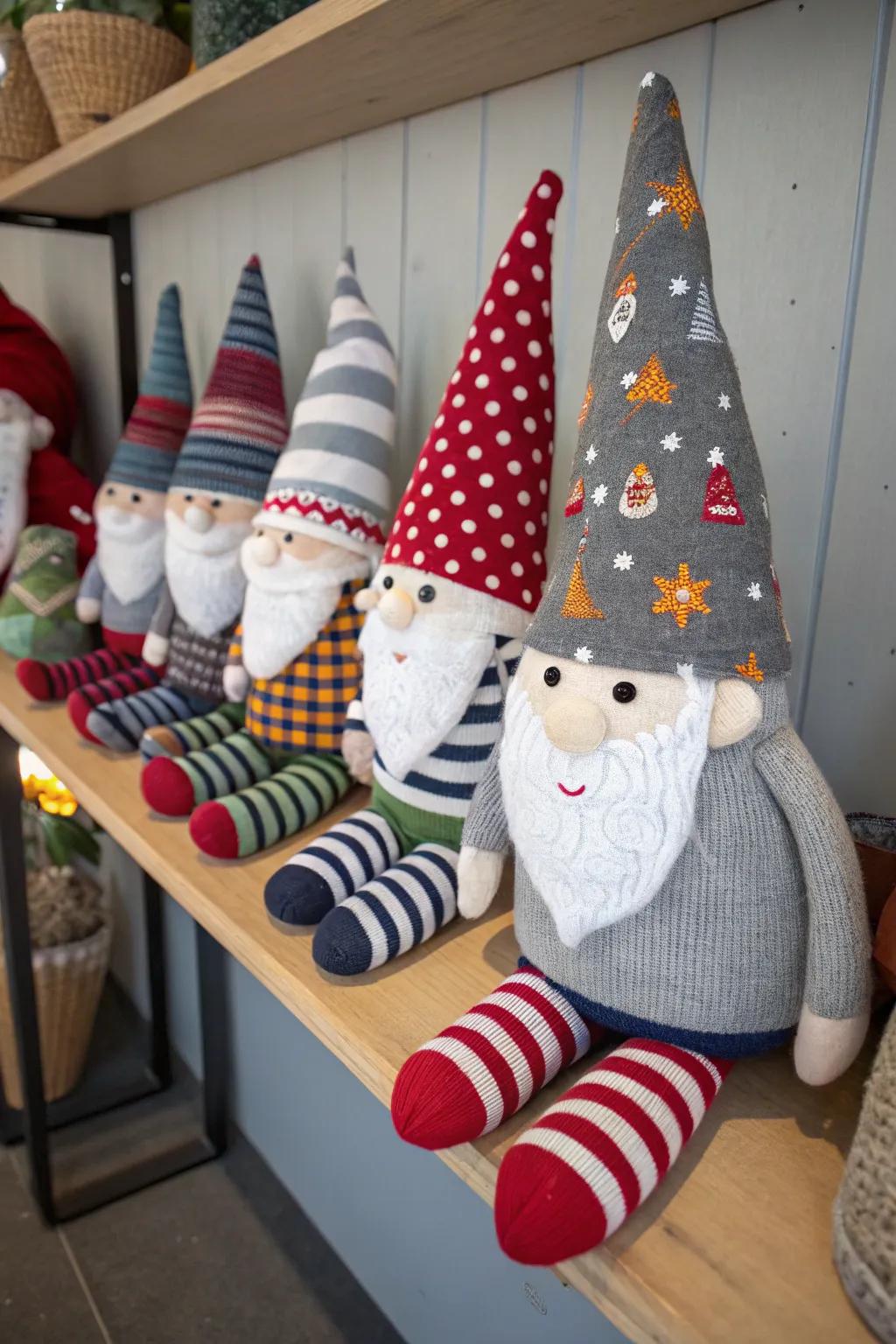 Sock gnomes bring a quirky charm to home decor.