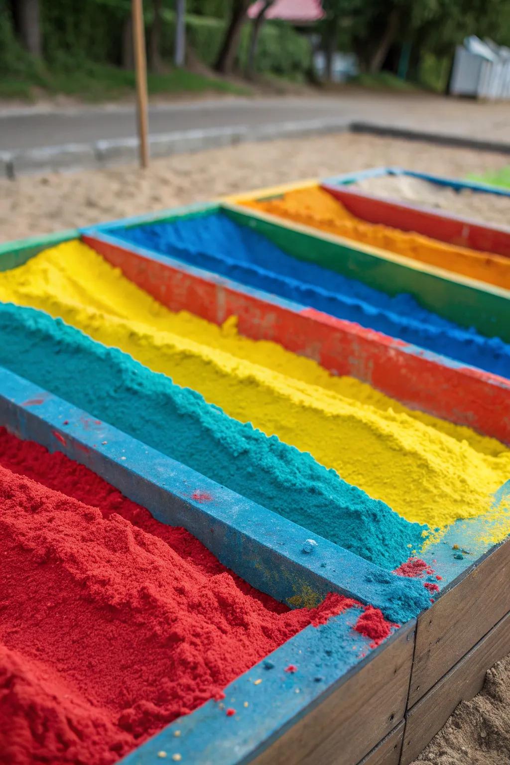 Brighten up your sand pit with layers of colorful sand.