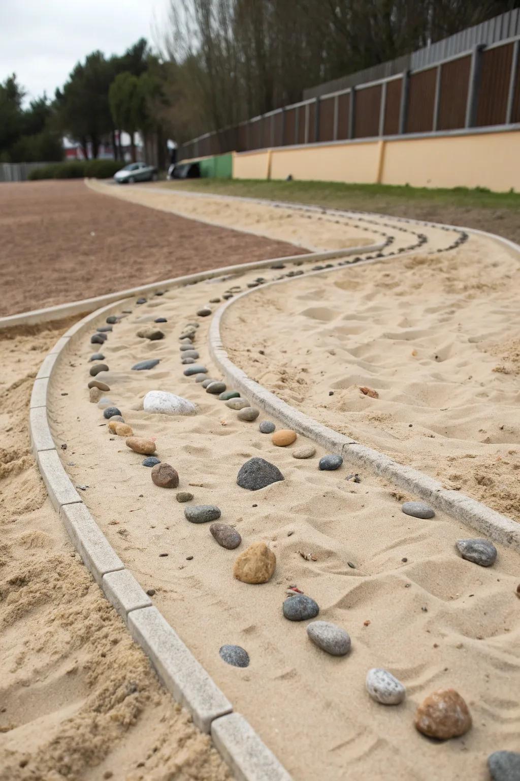 Set up a sand race track for endless racing fun.