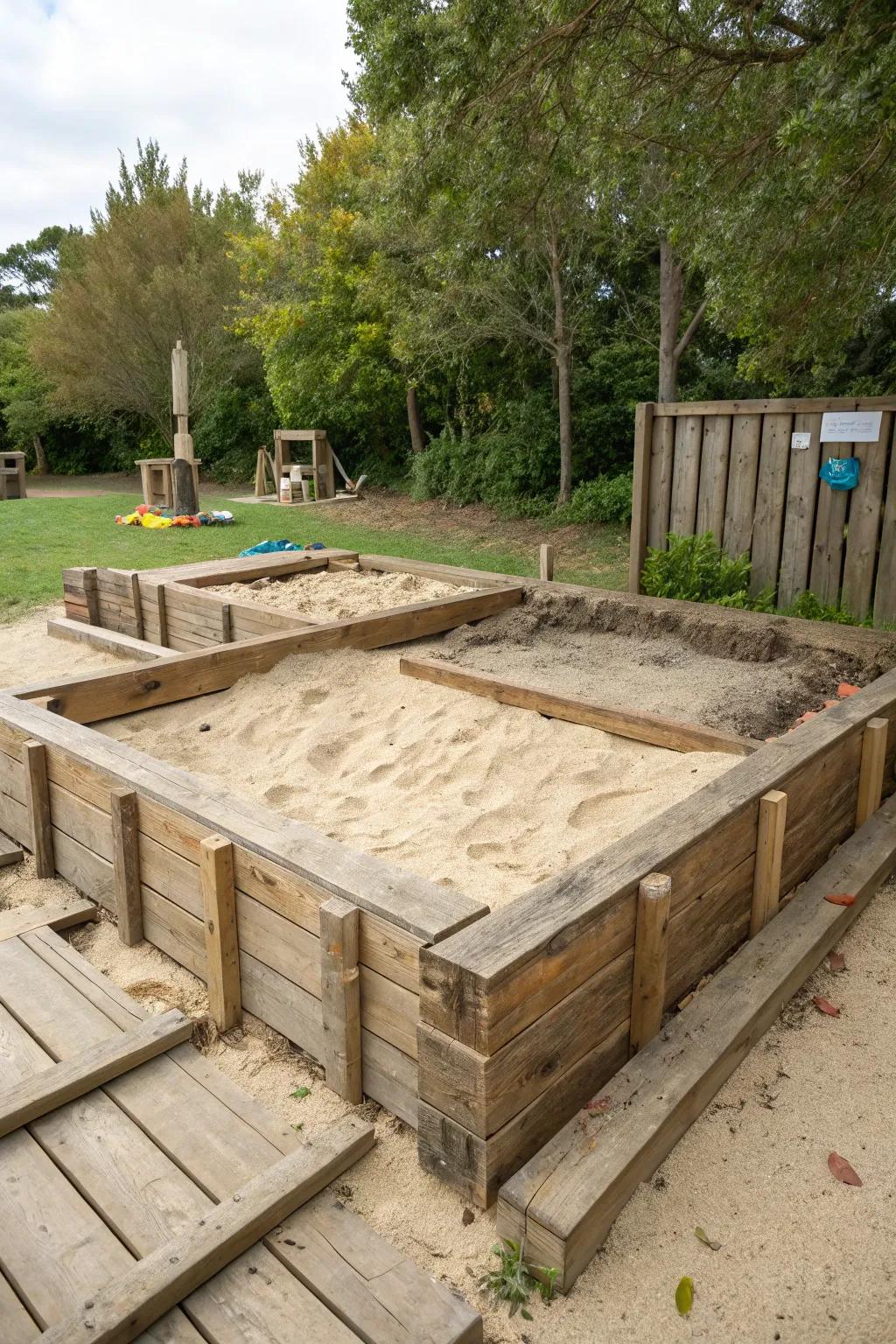 Go green with an eco-friendly sand pit made from recycled materials.